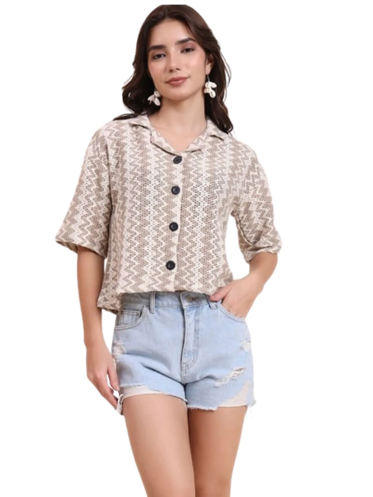 Odette Multicolor Cotton Printed Shirt For Women - Image 2
