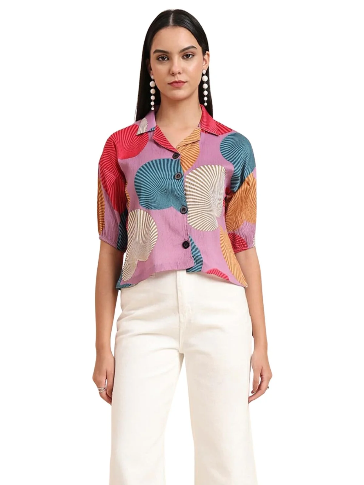 Odette Multicolor Delta Solid Shirt For Women - Image 2