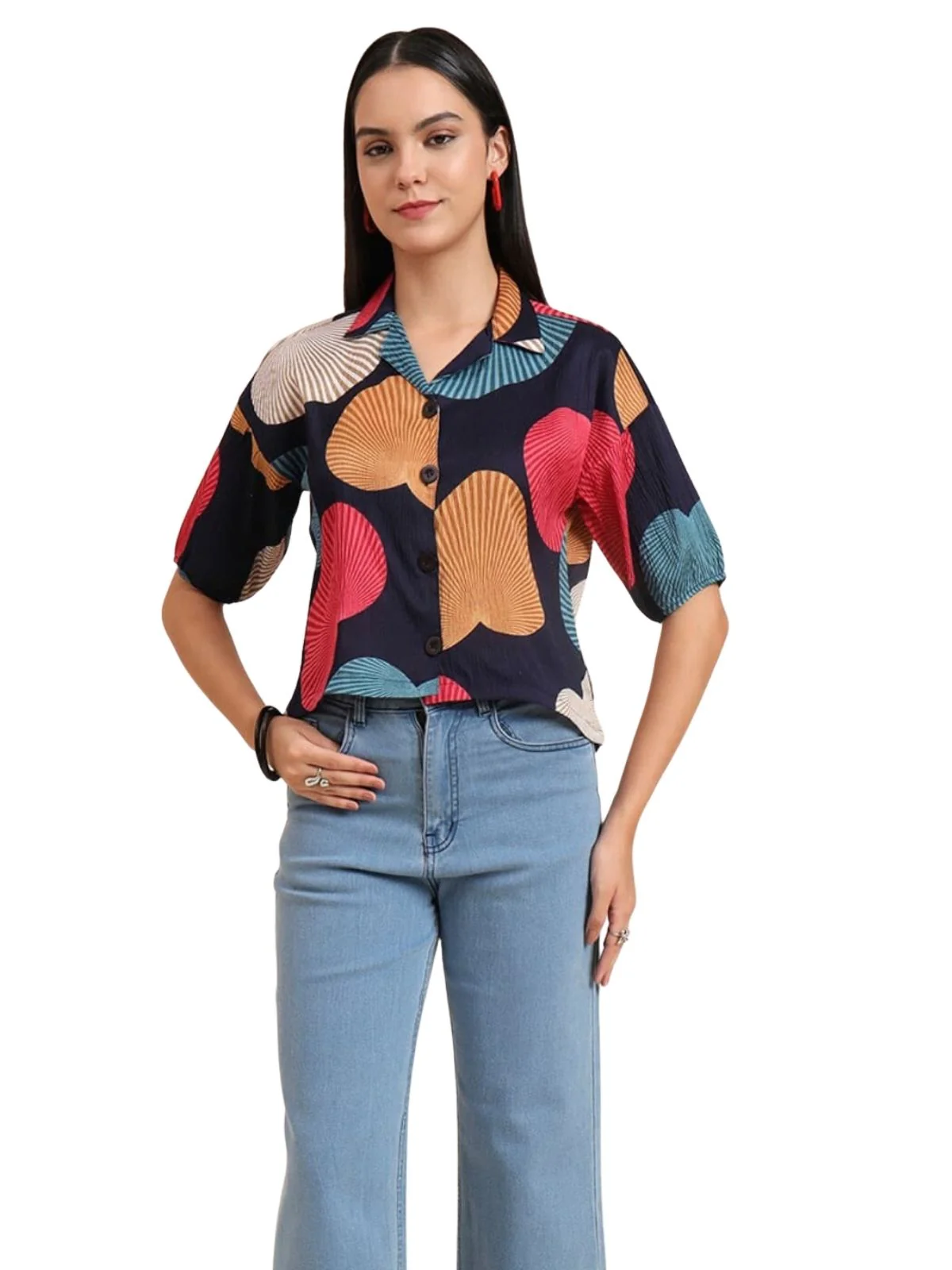 Odette Multicolor Delta Solid Shirt For Women - Image 2