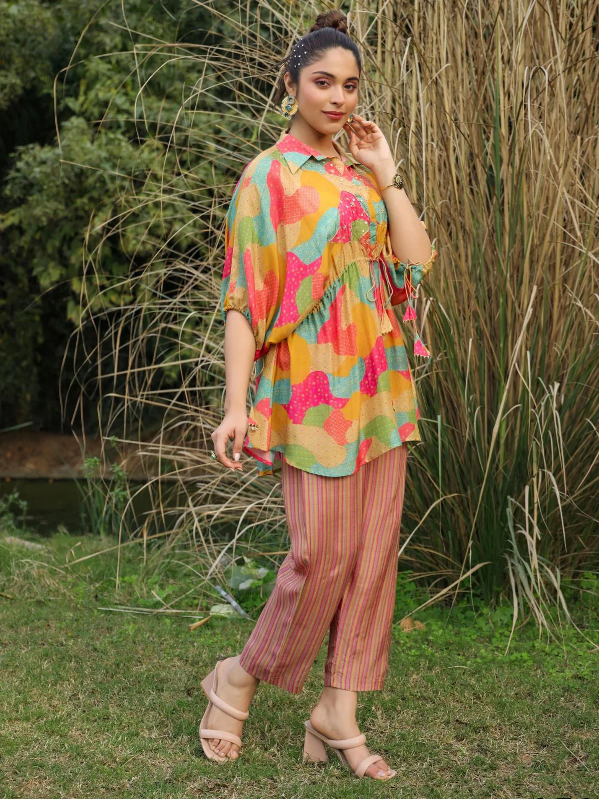 Odette Multicolor Digital Printed Mull Cotton Indo Western Co-Ord Set for Women - Image 2