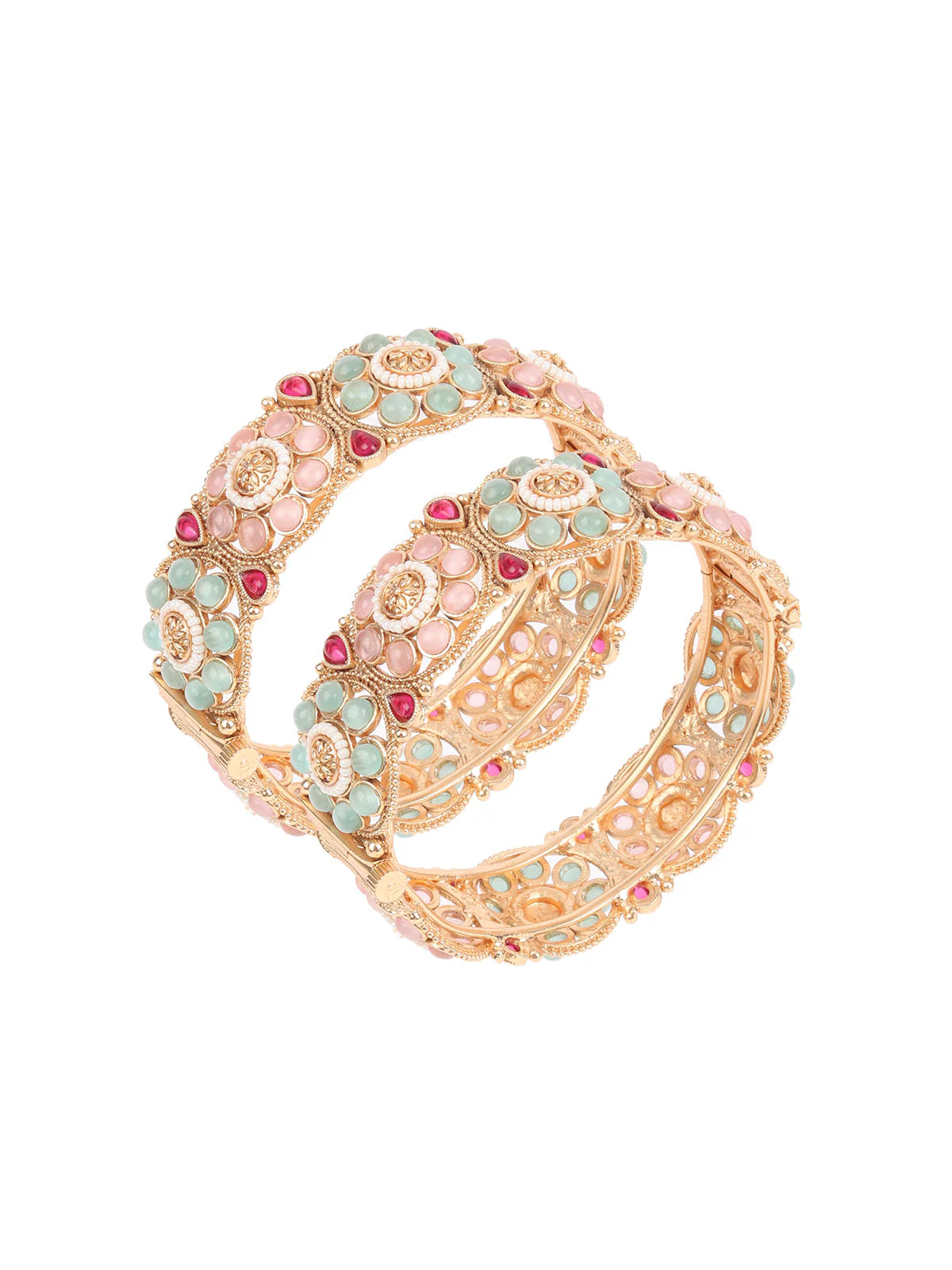 Odette Multicolor Embellished Bangles For Women-Set Of 2 - Image 7