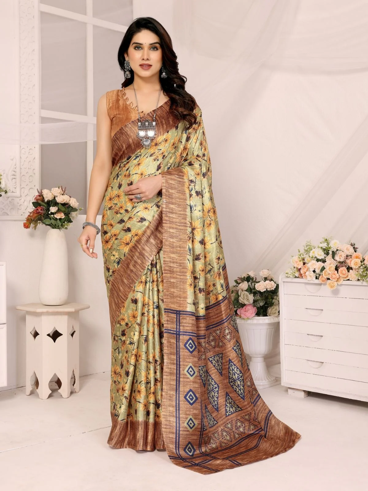 Odette Multicolor Georgette Embroidered Saree For Women