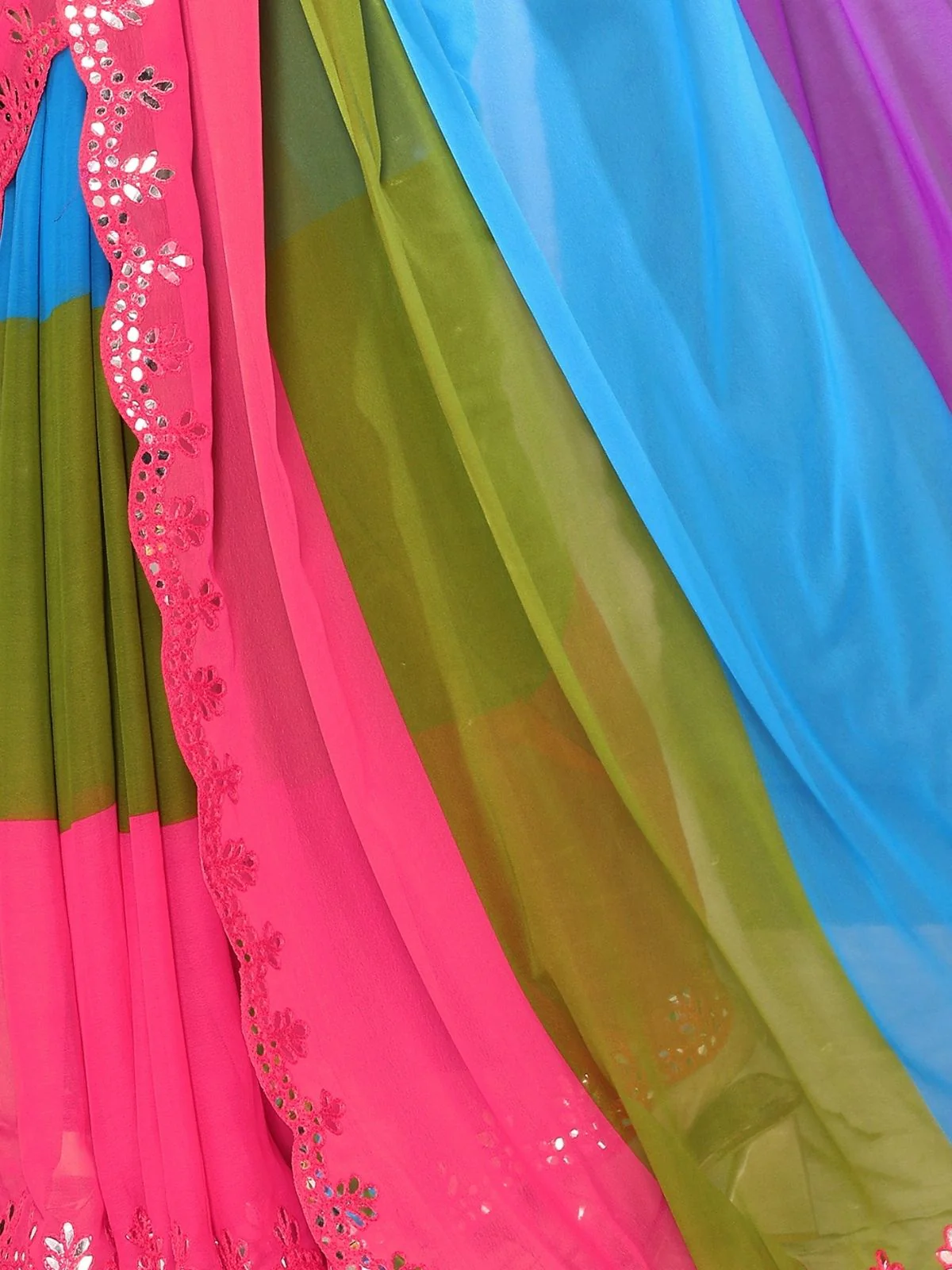 Odette Multicolor Georgette Embroidered Saree For Women - Image 5