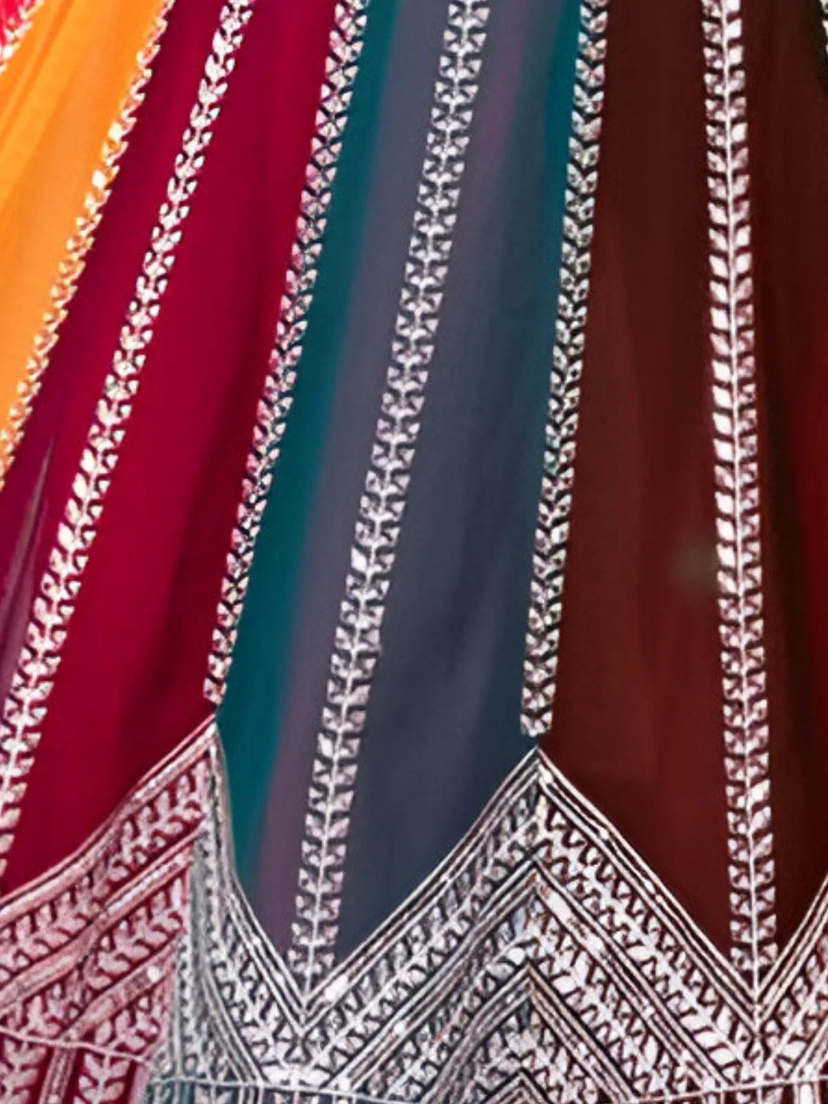Odette Multicolor Georgette Embroidered Semi-Stitched lehenga For Women - Image 4