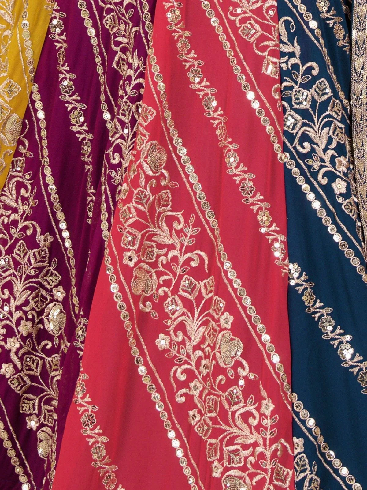 Odette Multicolor Georgette Embroidered Semi-Stitched lehenga For Women - Image 6