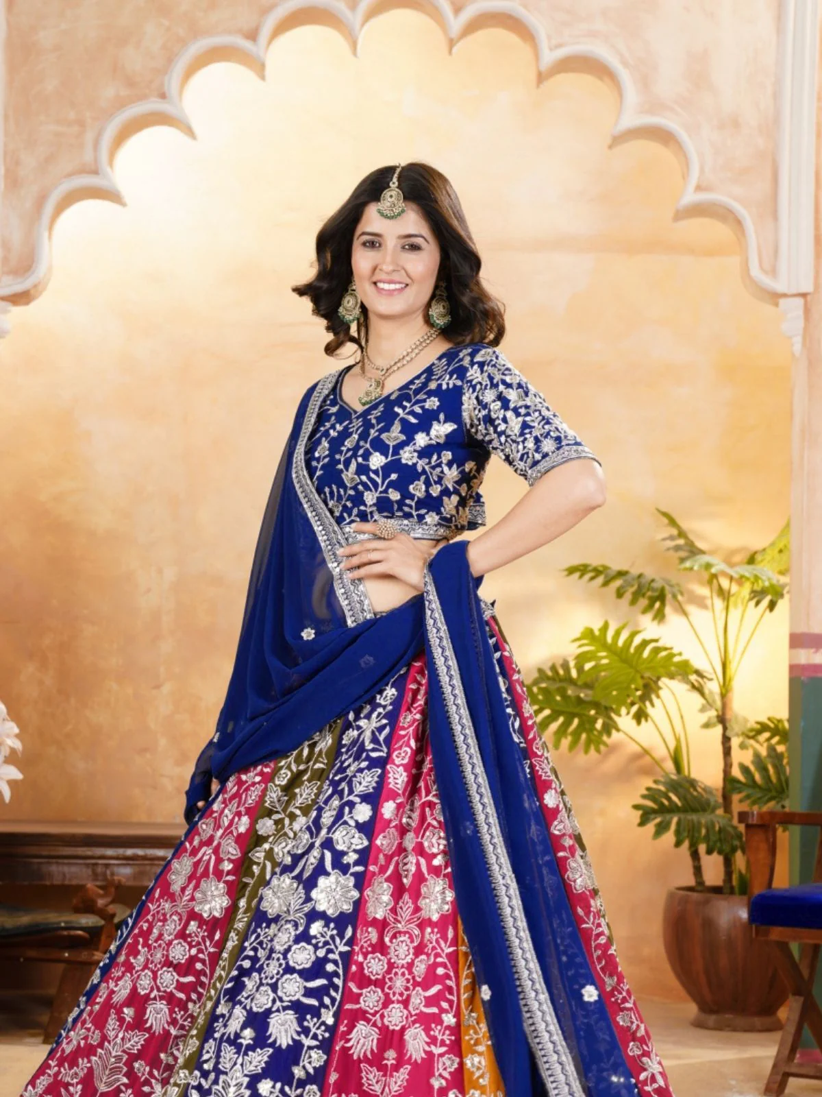 Odette Multicolor Georgette Embroidered Semi-Stitched lehenga For Women - Image 5