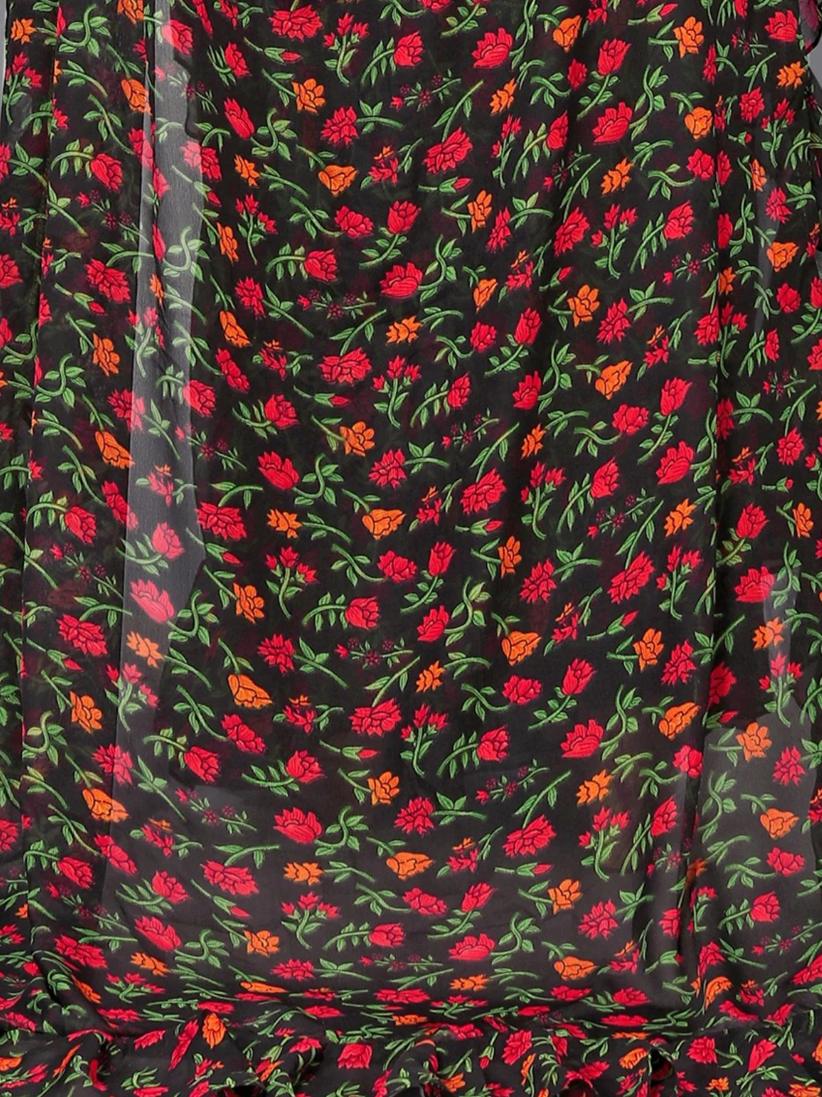 Odette Multicolor Georgette Printed And Ruffle Saree For Women - Image 5