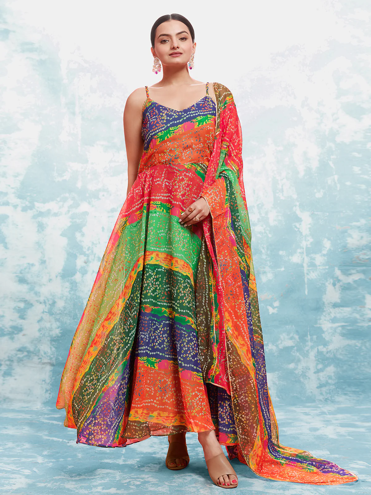 Odette Multicolor Georgette Printed Gown For Women - Image 2