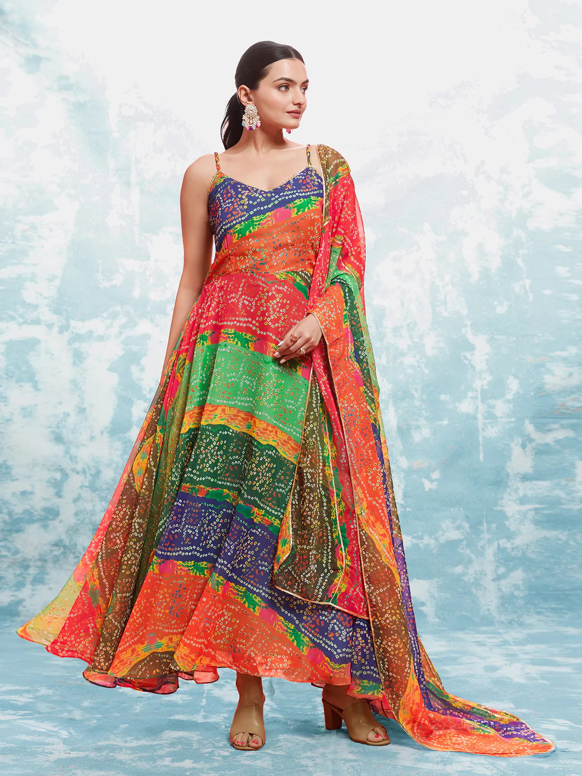Odette Multicolor Georgette Printed Gown For Women - Image 3