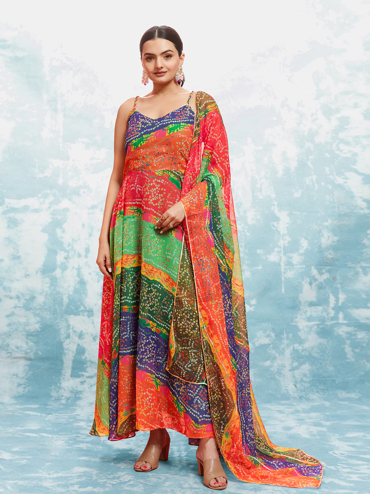 Odette Multicolor Georgette Printed Gown For Women - Image 4