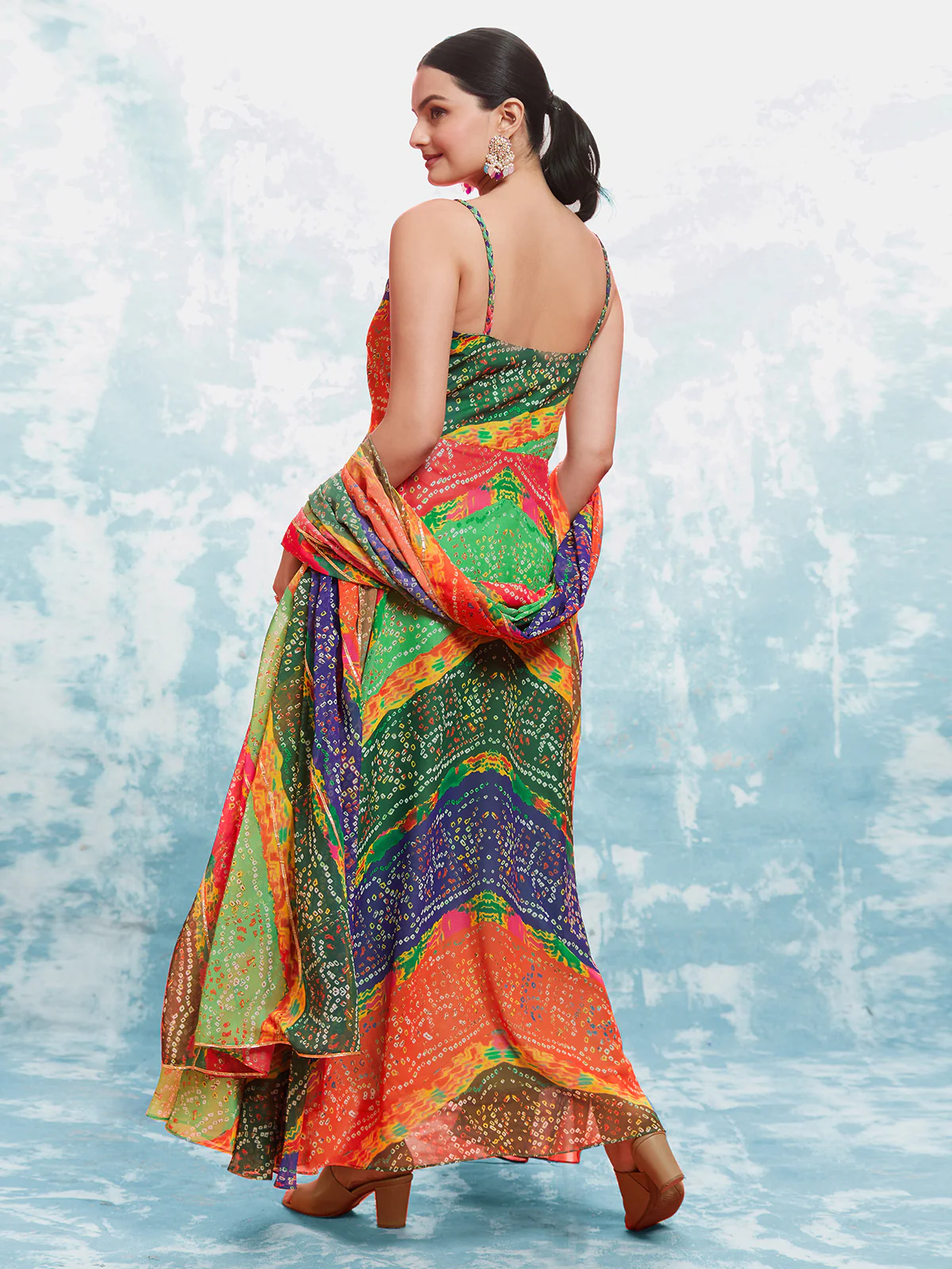 Odette Multicolor Georgette Printed Gown For Women - Image 7