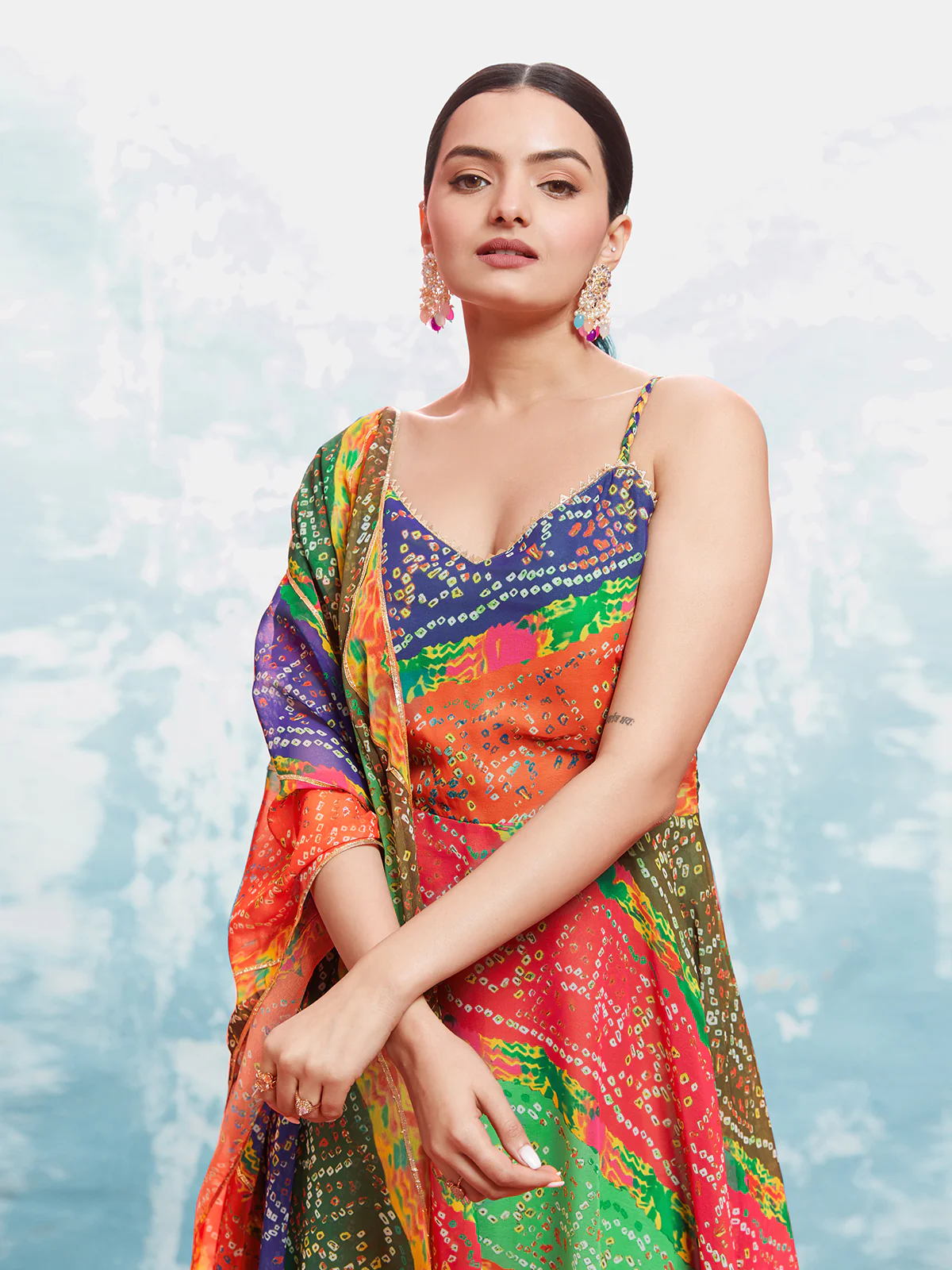 Odette Multicolor Georgette Printed Gown For Women - Image 9