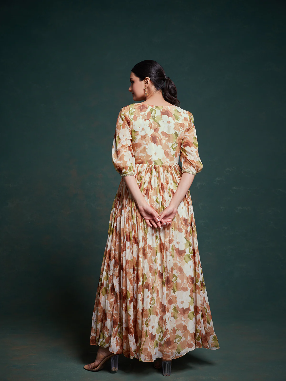 Odette Multicolor Georgette Printed Gown For Women - Image 4