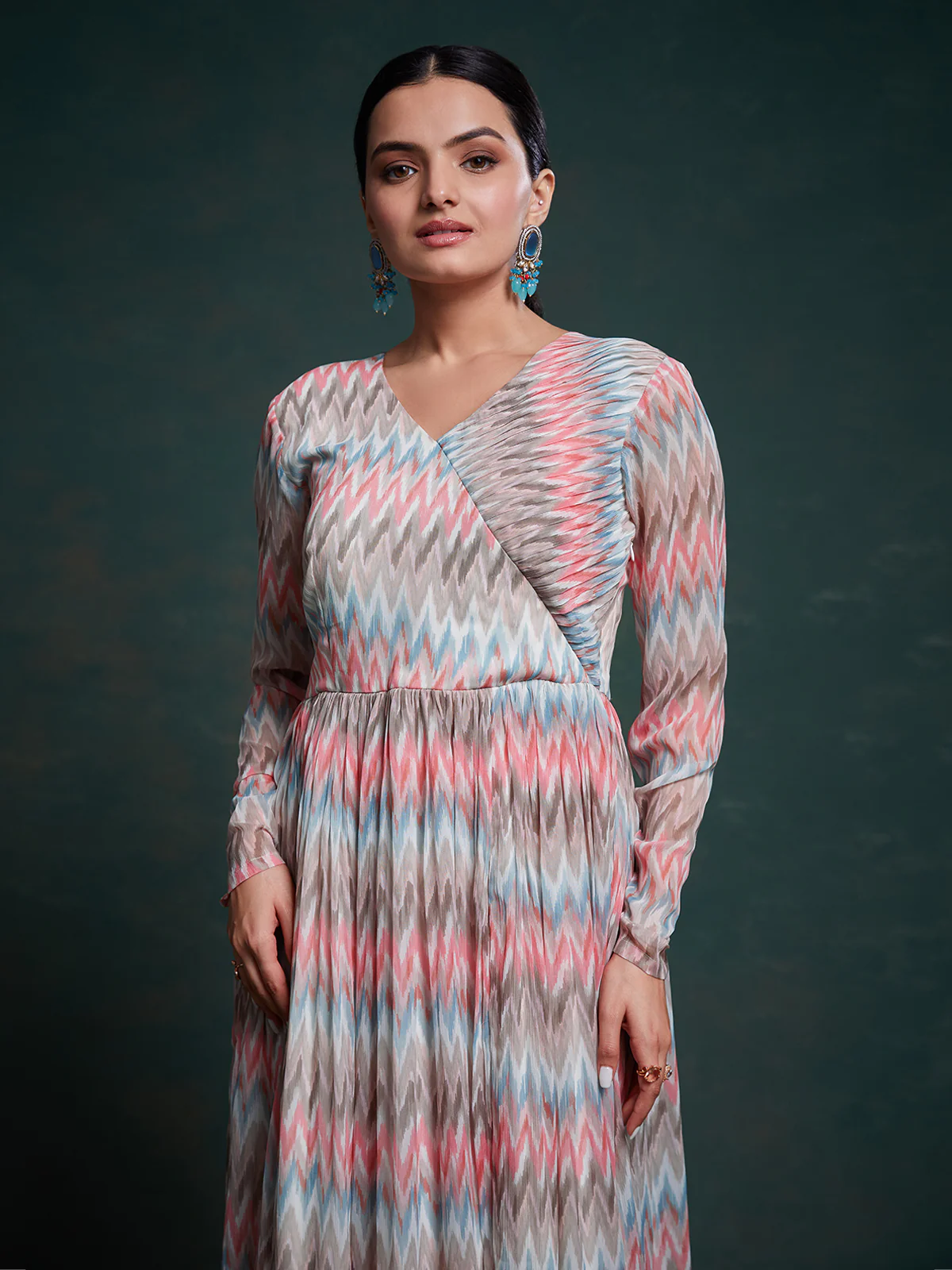 Odette Multicolor Georgette Printed Gown For Women - Image 5