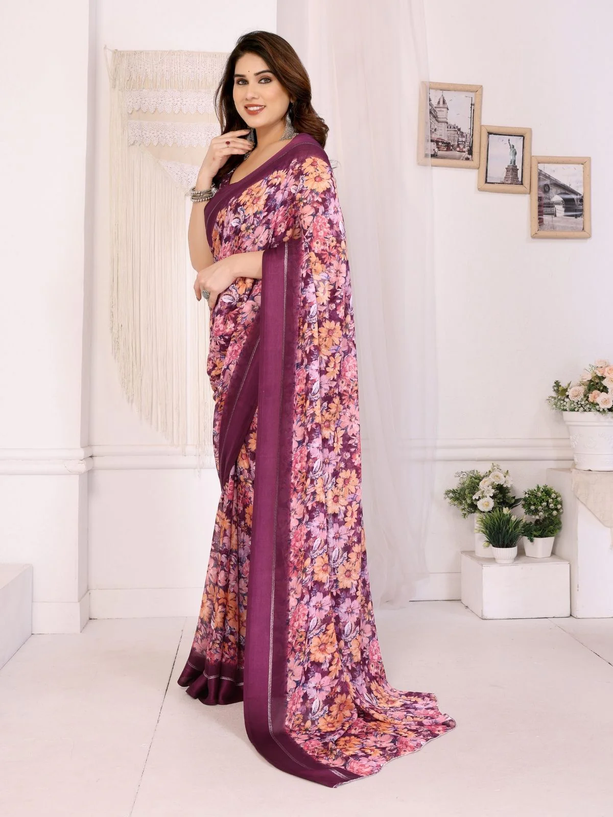 Odette Multicolor Georgette Printed Saree For Women - Image 2