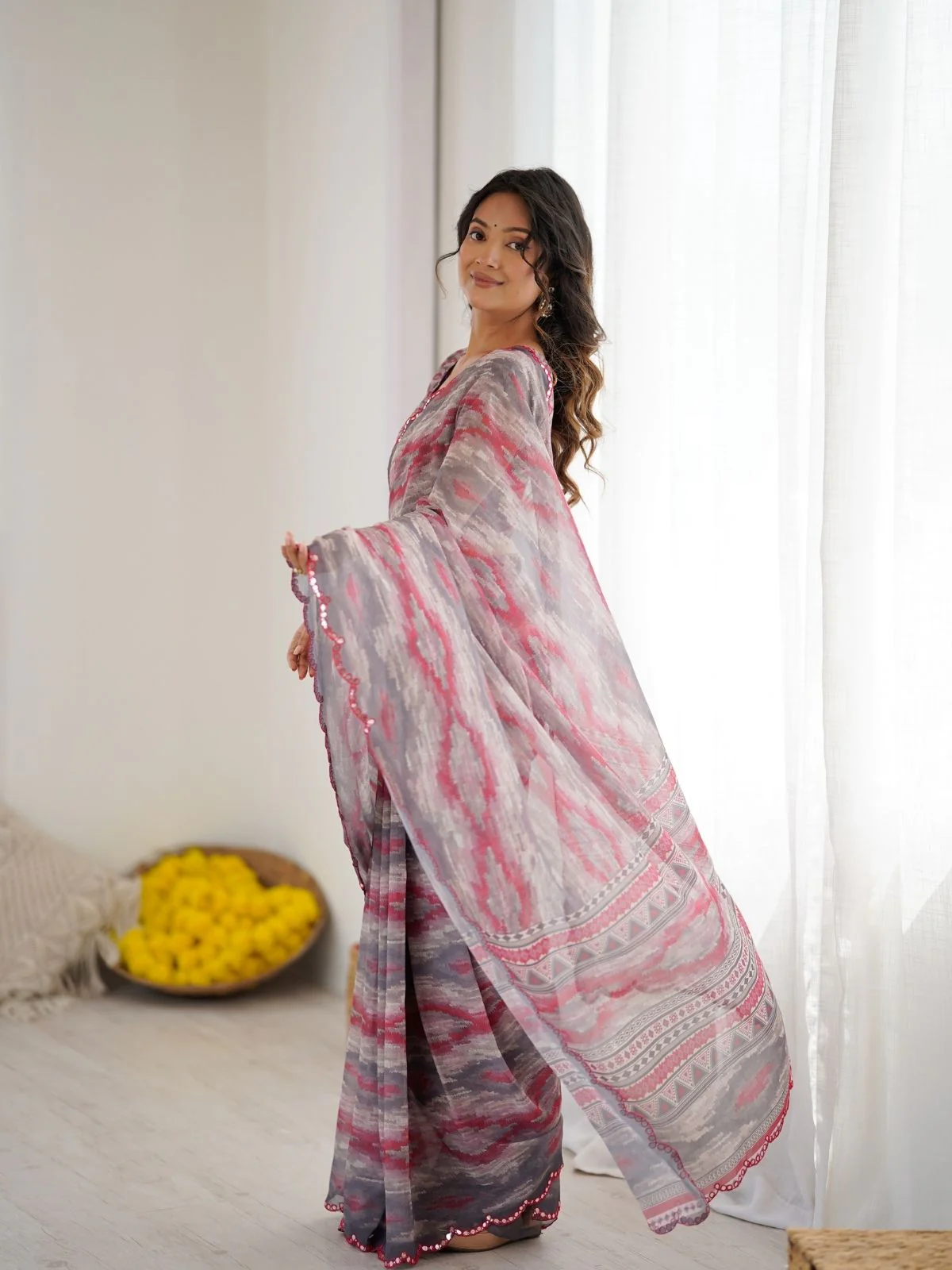 Odette Multicolor Georgette Printed Saree For Women - Image 2