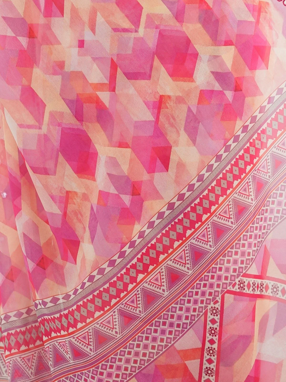 Odette Multicolor Georgette Printed Saree For Women - Image 5