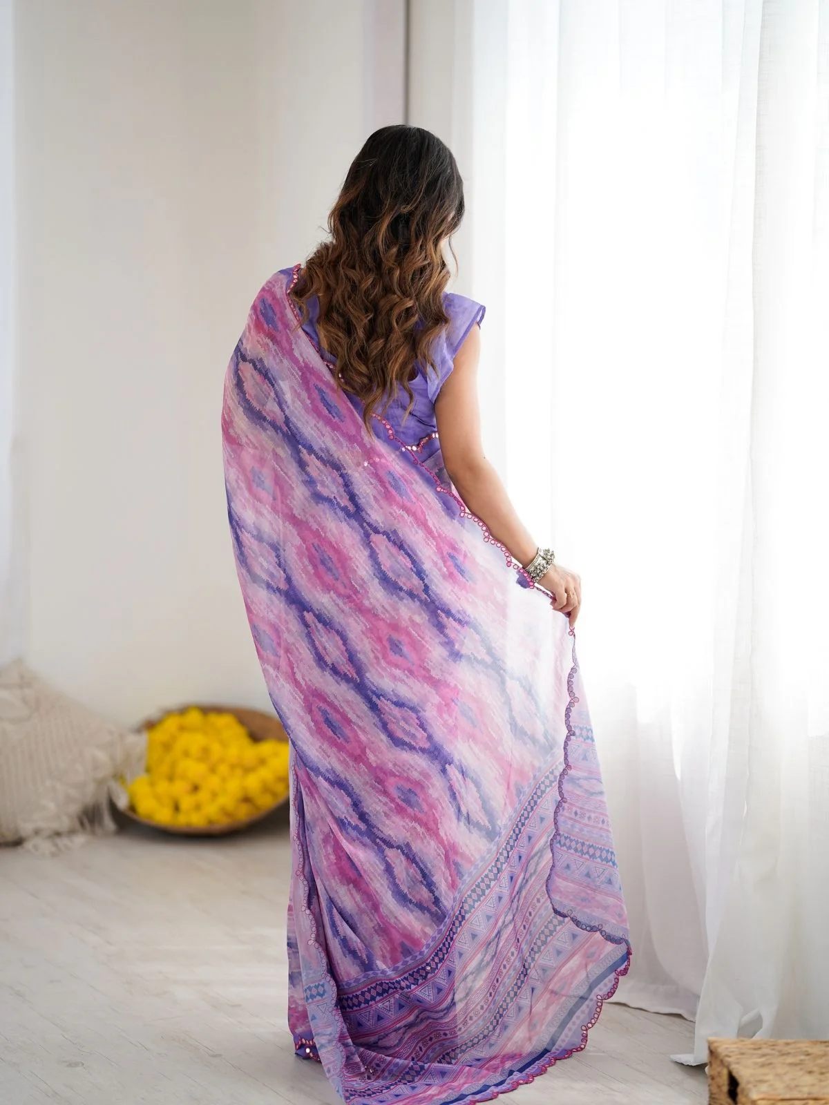Odette Multicolor Georgette Printed Saree For Women - Image 3
