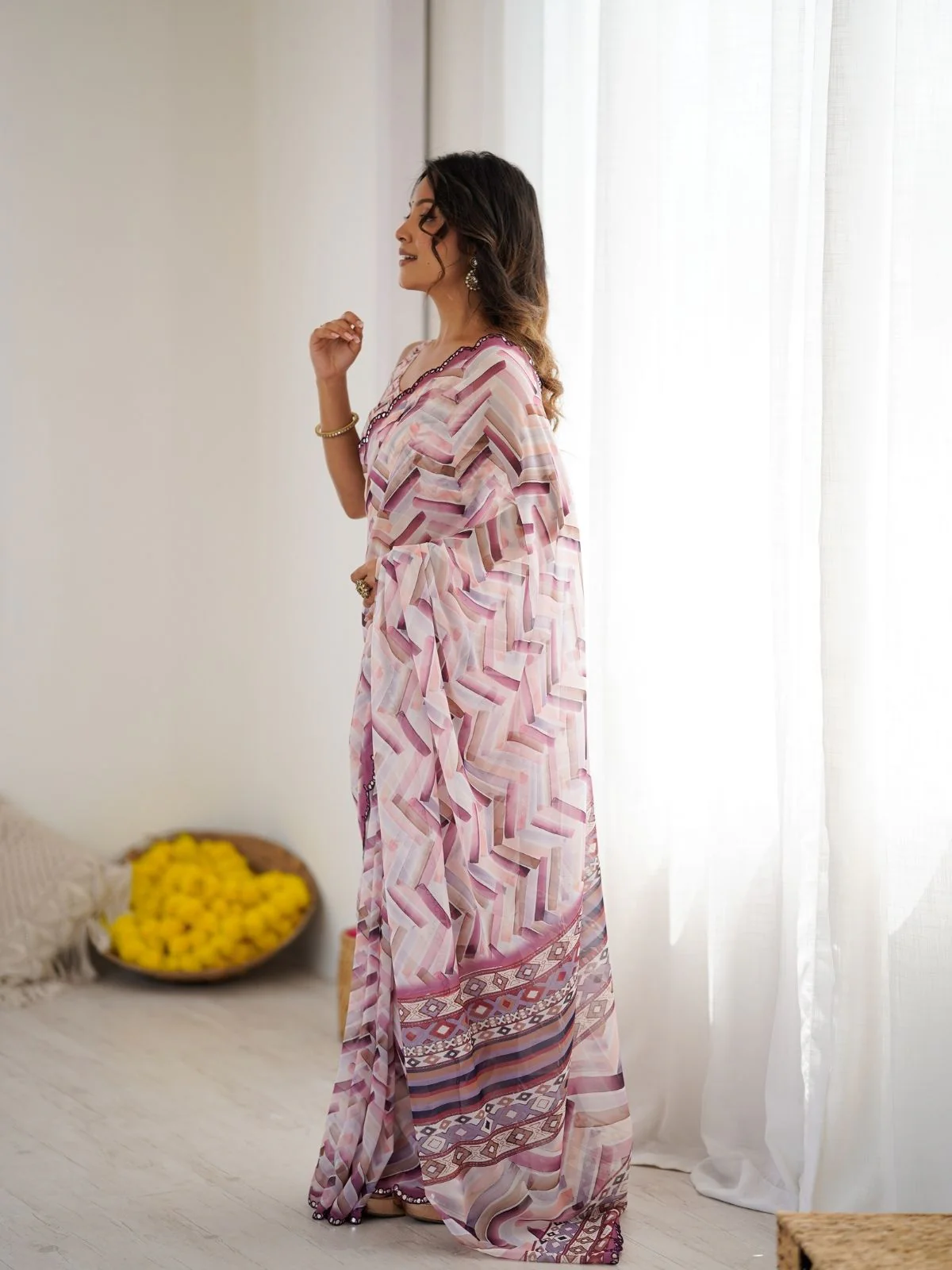 Odette Multicolor Georgette Printed Saree For Women - Image 2