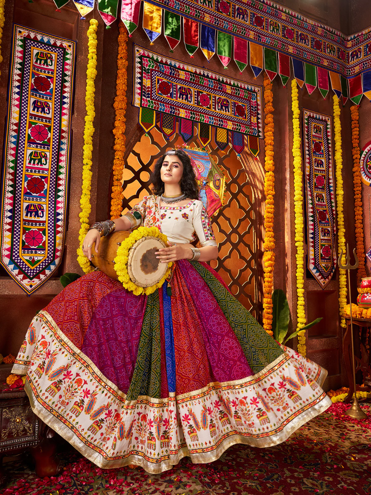 Odette Multicolor Georgette Printed Semi-Stitched lehenga For Women - Image 2