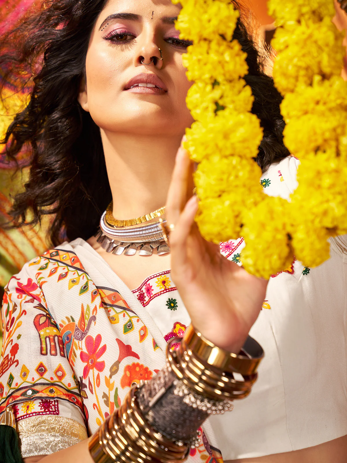 Odette Multicolor Georgette Printed Semi-Stitched lehenga For Women - Image 5
