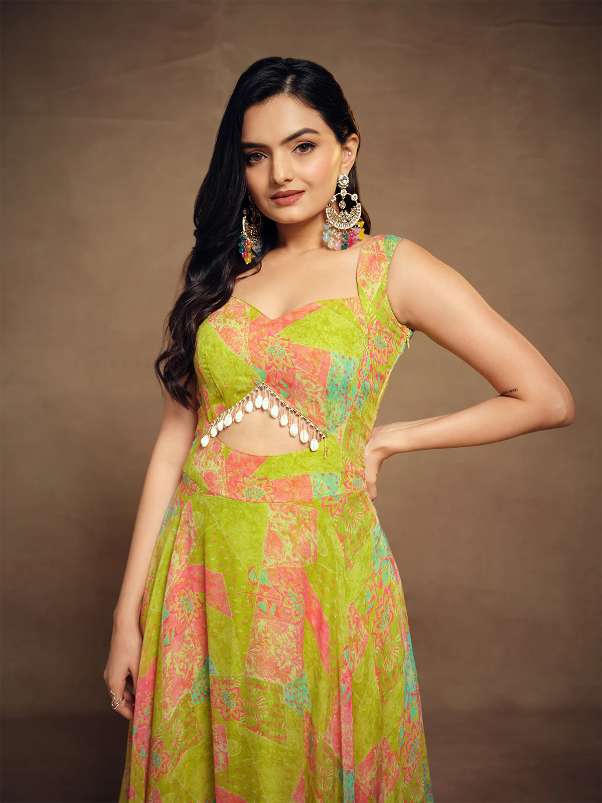 Odette Multicolor Georgette Printed Sticthed Gown For Women - Image 5