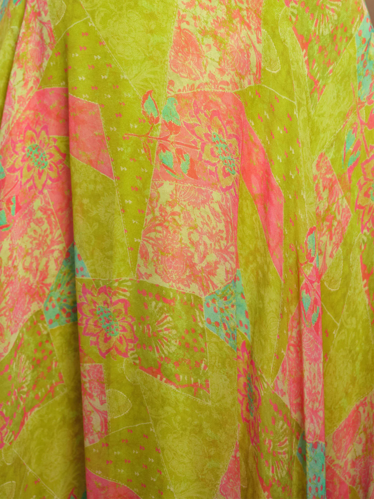 Odette Multicolor Georgette Printed Sticthed Gown For Women - Image 6