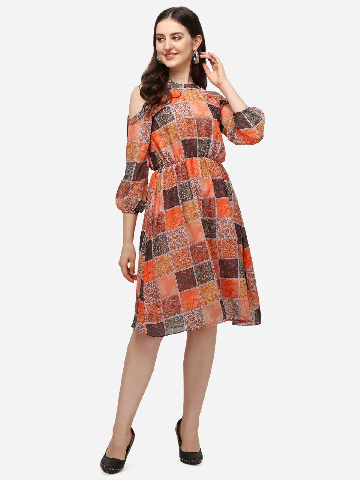 Odette Multicolor Georgette Printed Stitched Dress For Women - Image 2