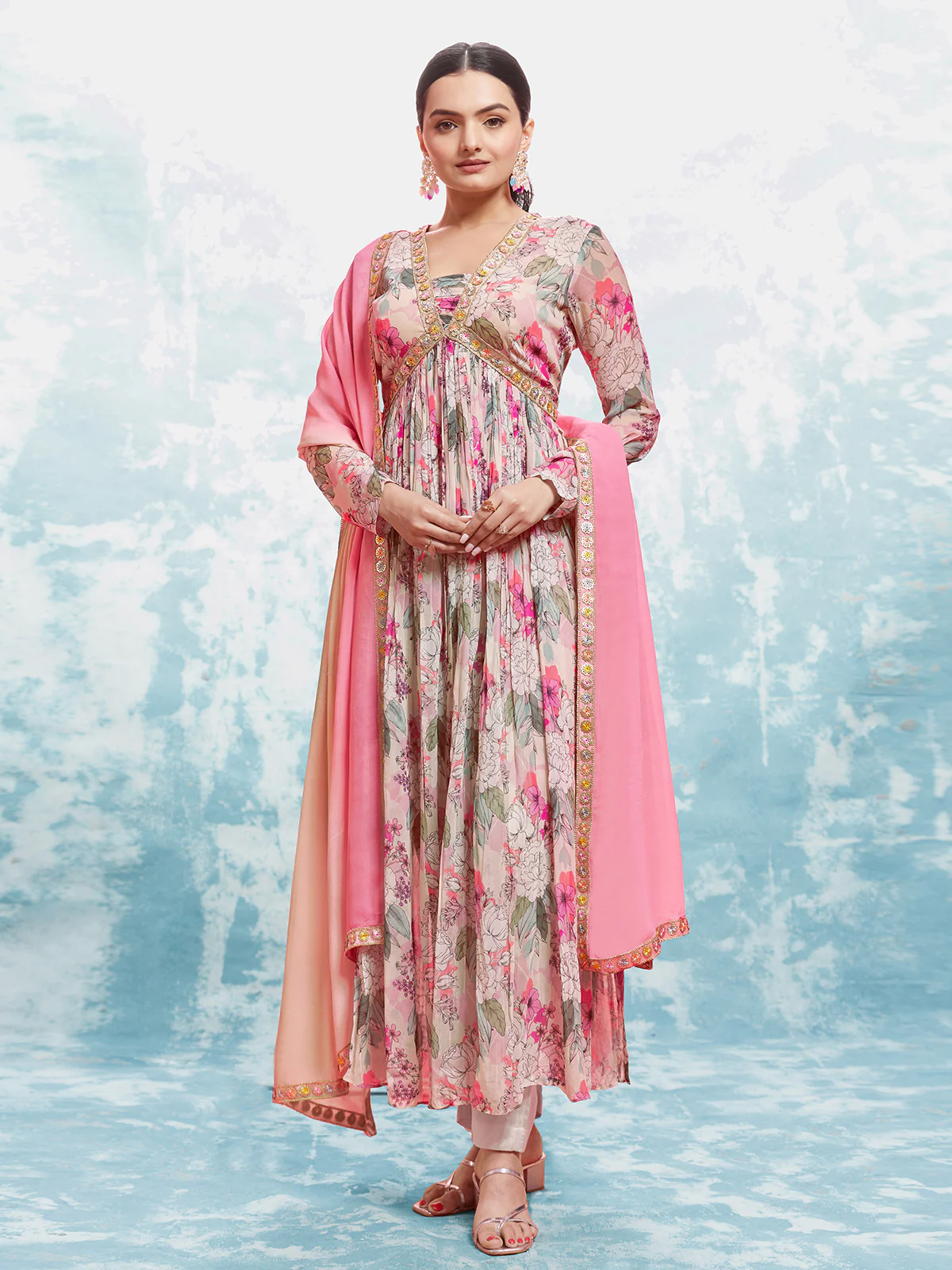 Odette Multicolor Georgette Printed Stitched Salwar Suit Set  For Women - Image 2