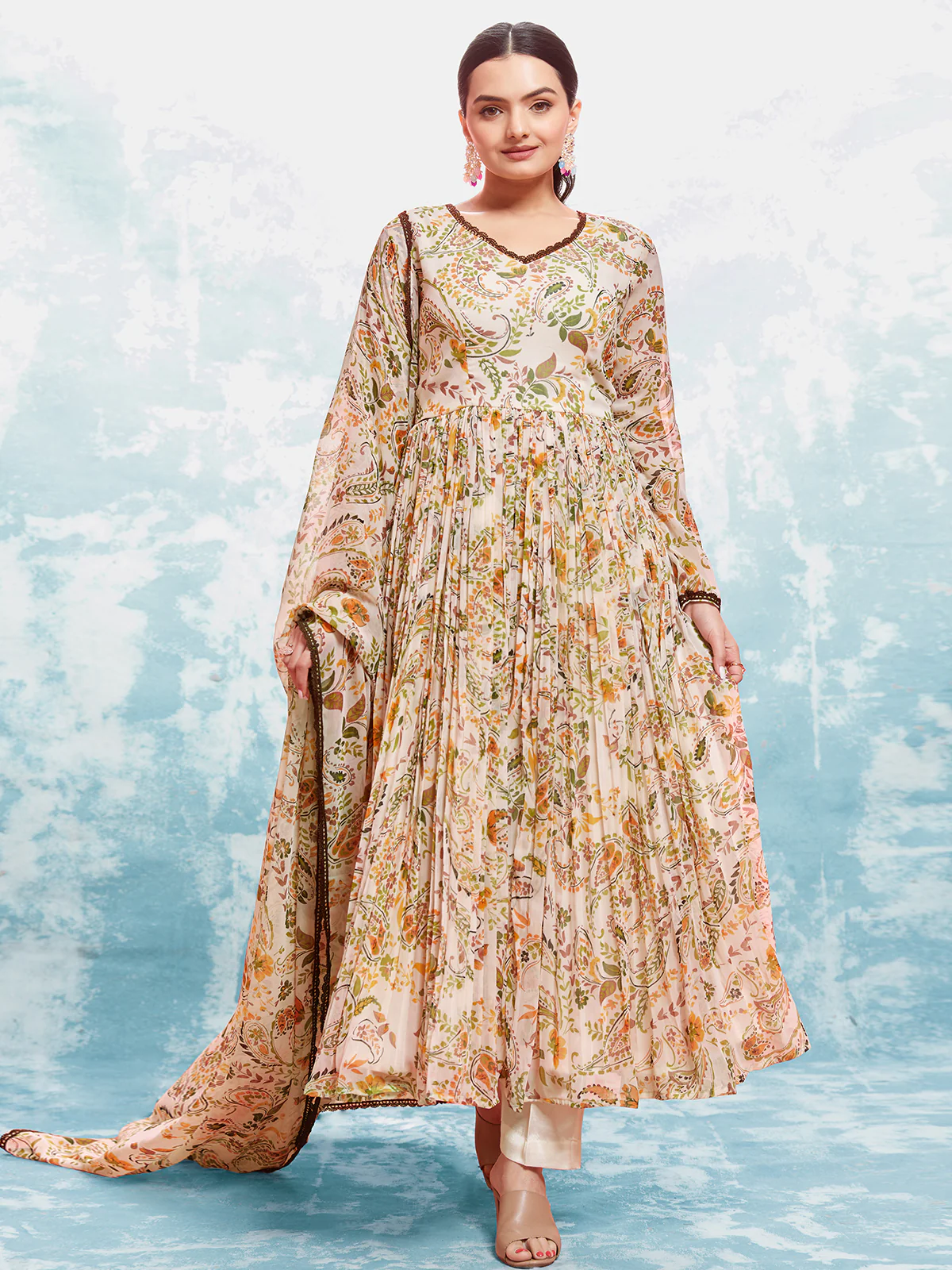 Odette Multicolor Georgette Printed Stitched Salwar Suit Set For Women - Image 2