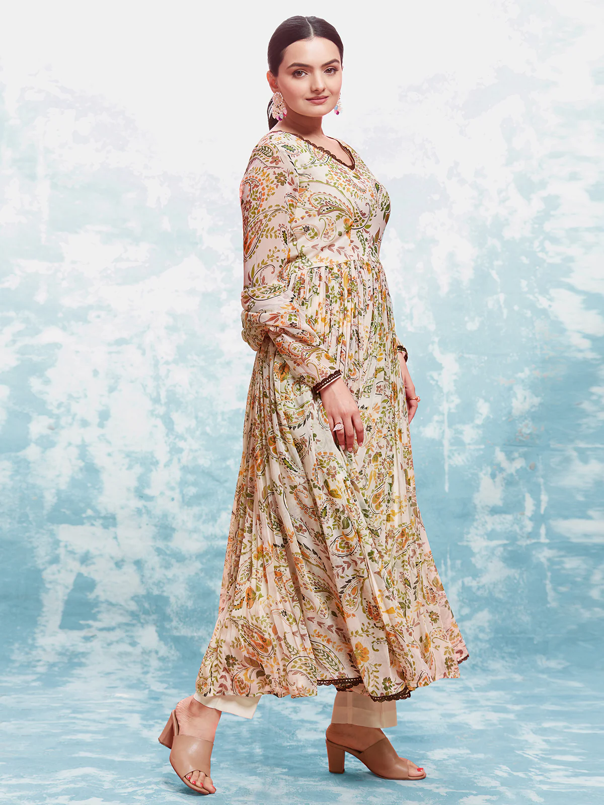 Odette Multicolor Georgette Printed Stitched Salwar Suit Set For Women - Image 3