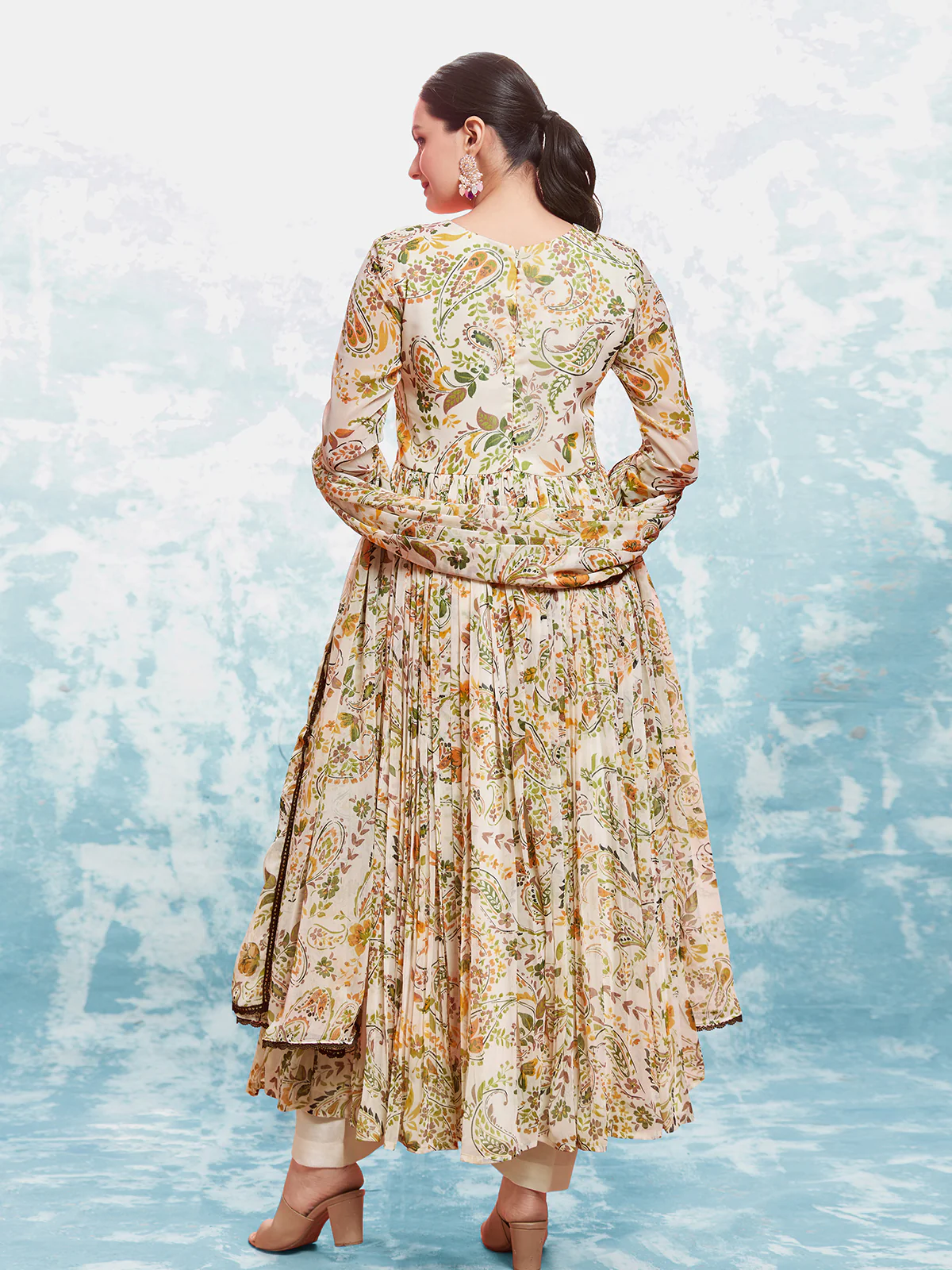 Odette Multicolor Georgette Printed Stitched Salwar Suit Set For Women - Image 5