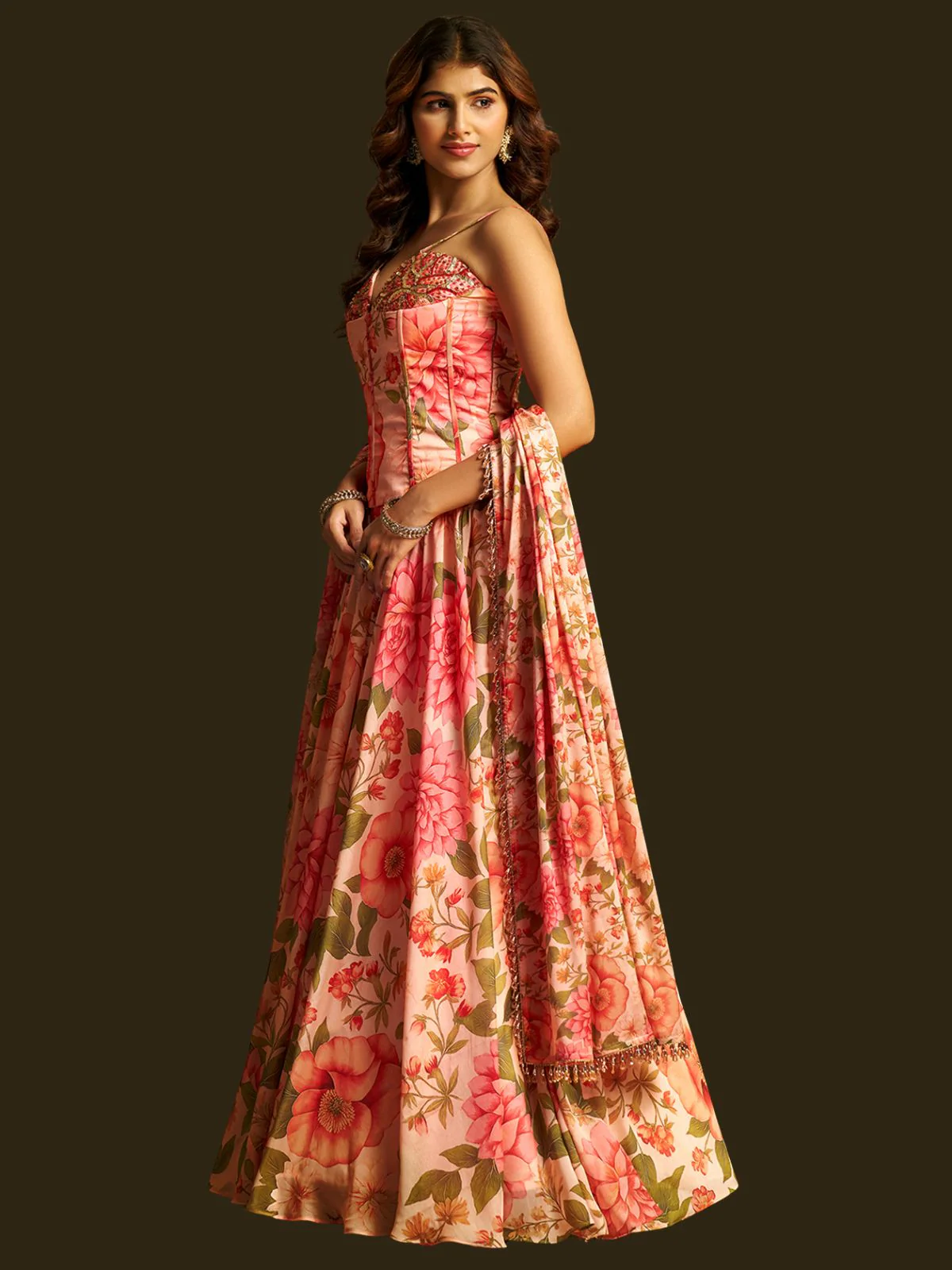 Odette Multicolor Georgette Semi Stiched Lehanga For Women - Image 2