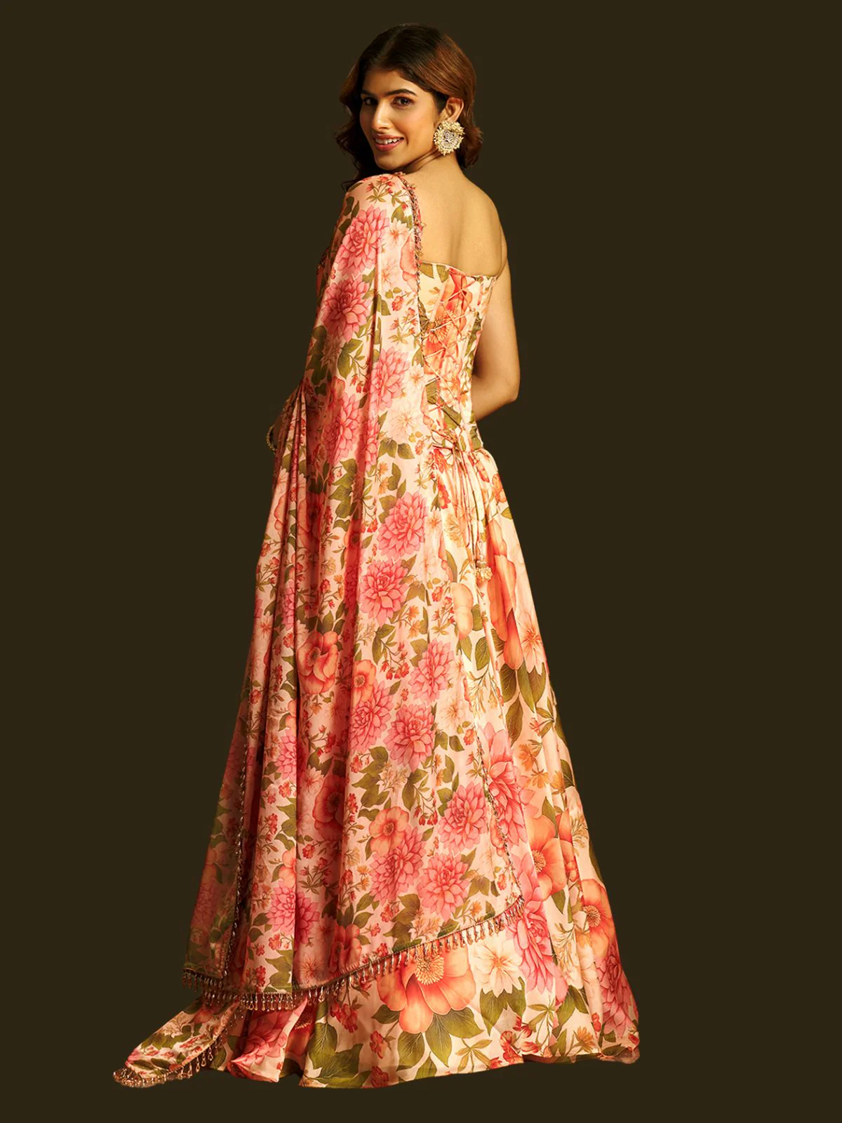 Odette Multicolor Georgette Semi Stiched Lehanga For Women - Image 3