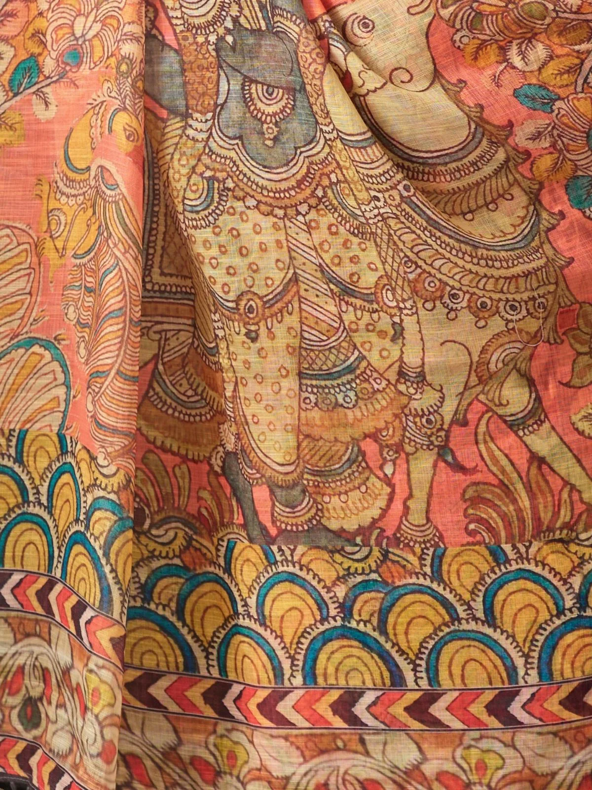 Odette Multicolor Linen Cotton Printed Saree For Women - Image 5