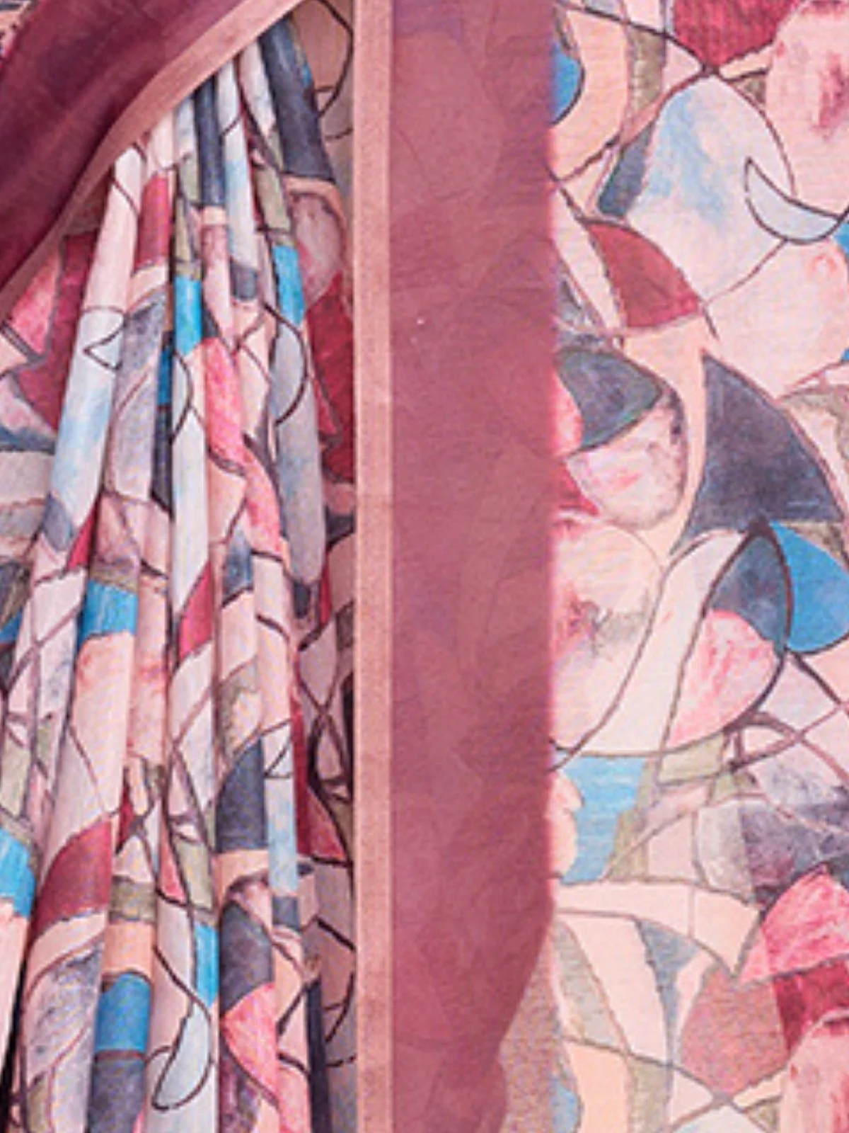 Odette Multicolor Linen Printed Saree With Unstitched Blouse For Women - Image 4