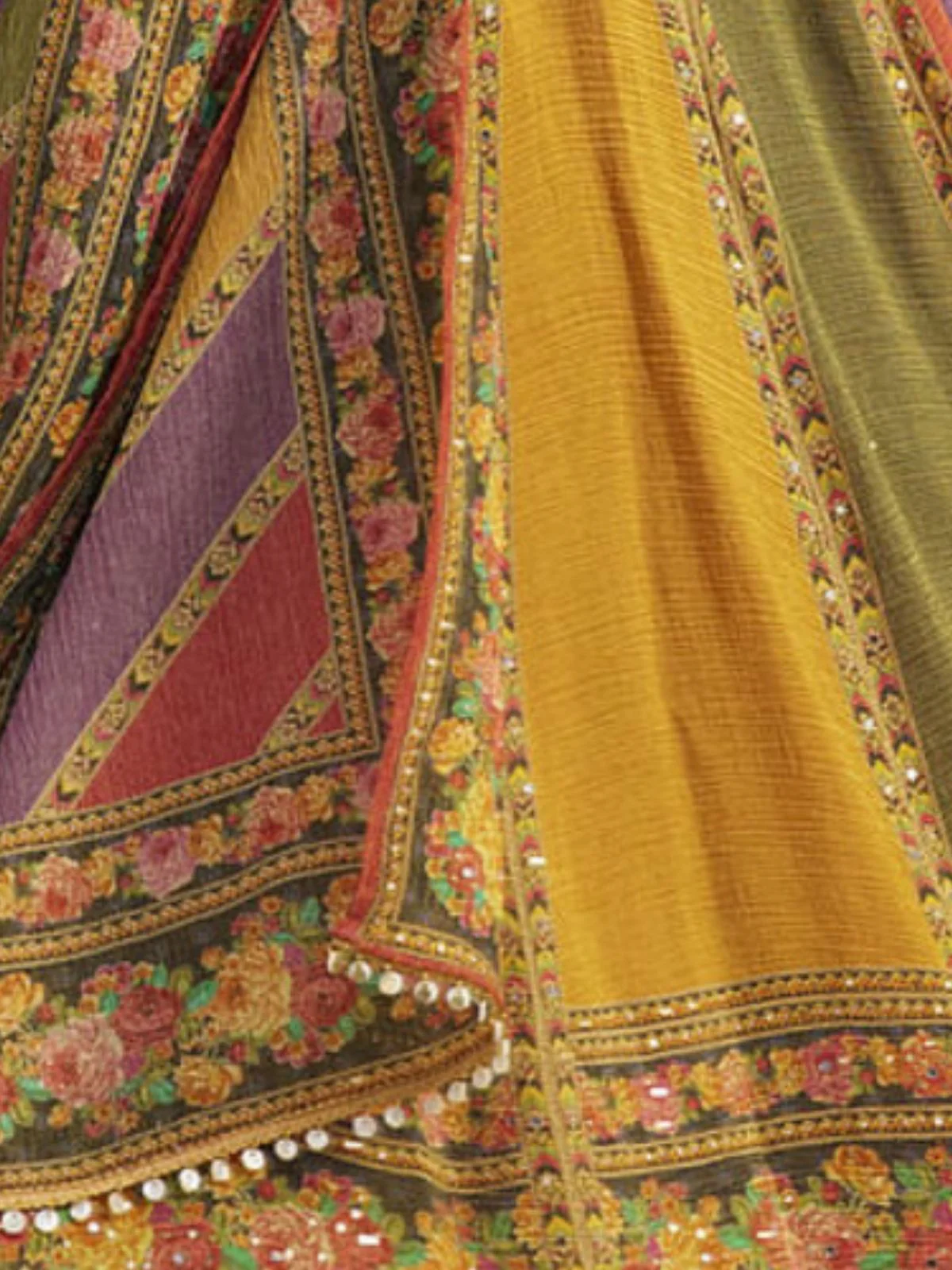 Odette Multicolor Organza Silk Printed Stitched lehenga For Women - Image 5