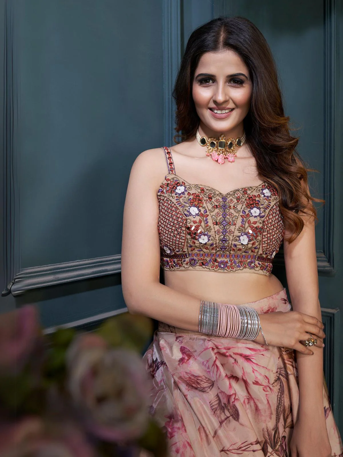 Odette Multicolor Organza Printed Stitched Lehenga With Blouse For Women - Image 4
