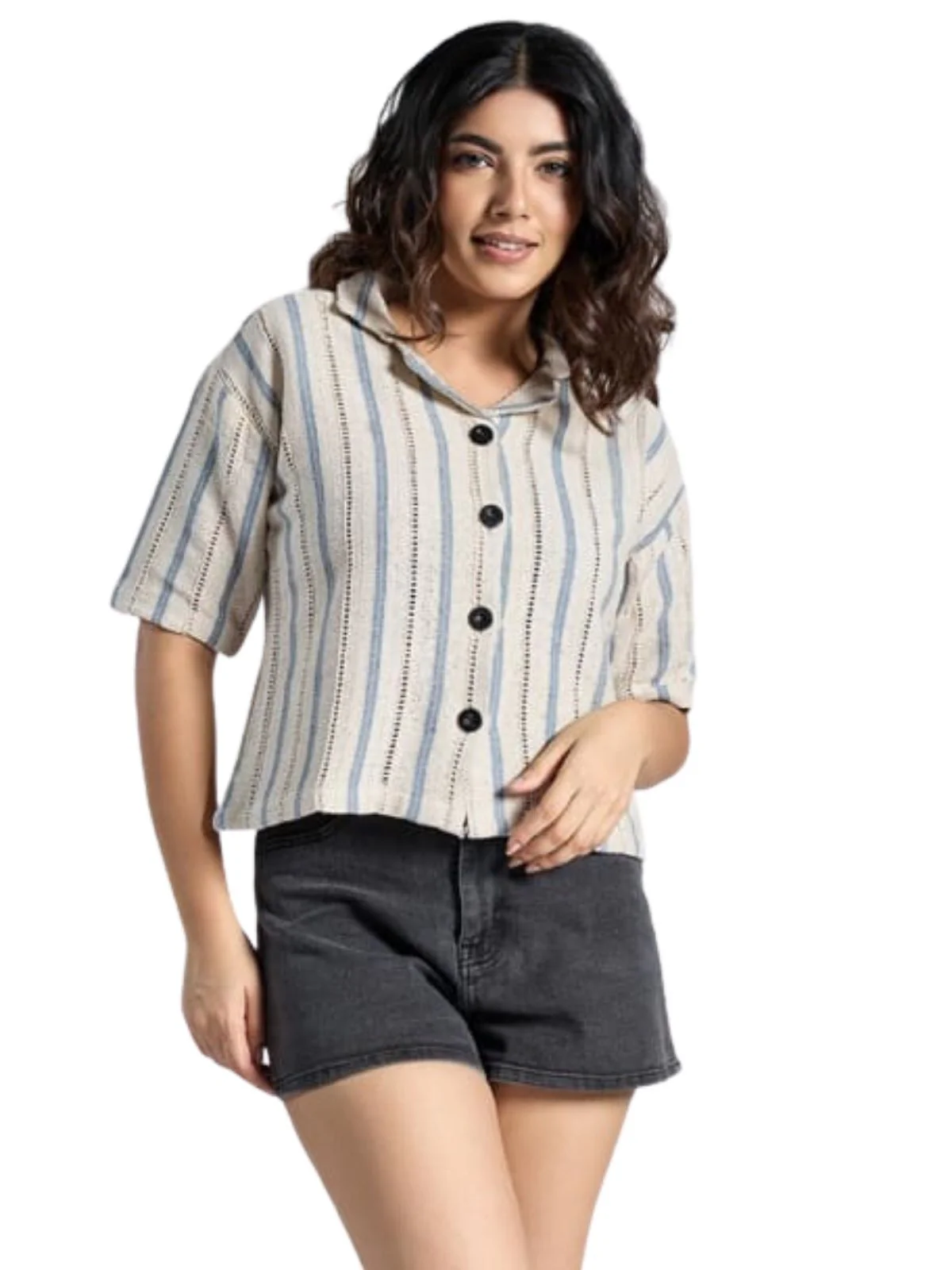 Odette Multicolor Poly Cotton Printed Shirt For Women - Image 2