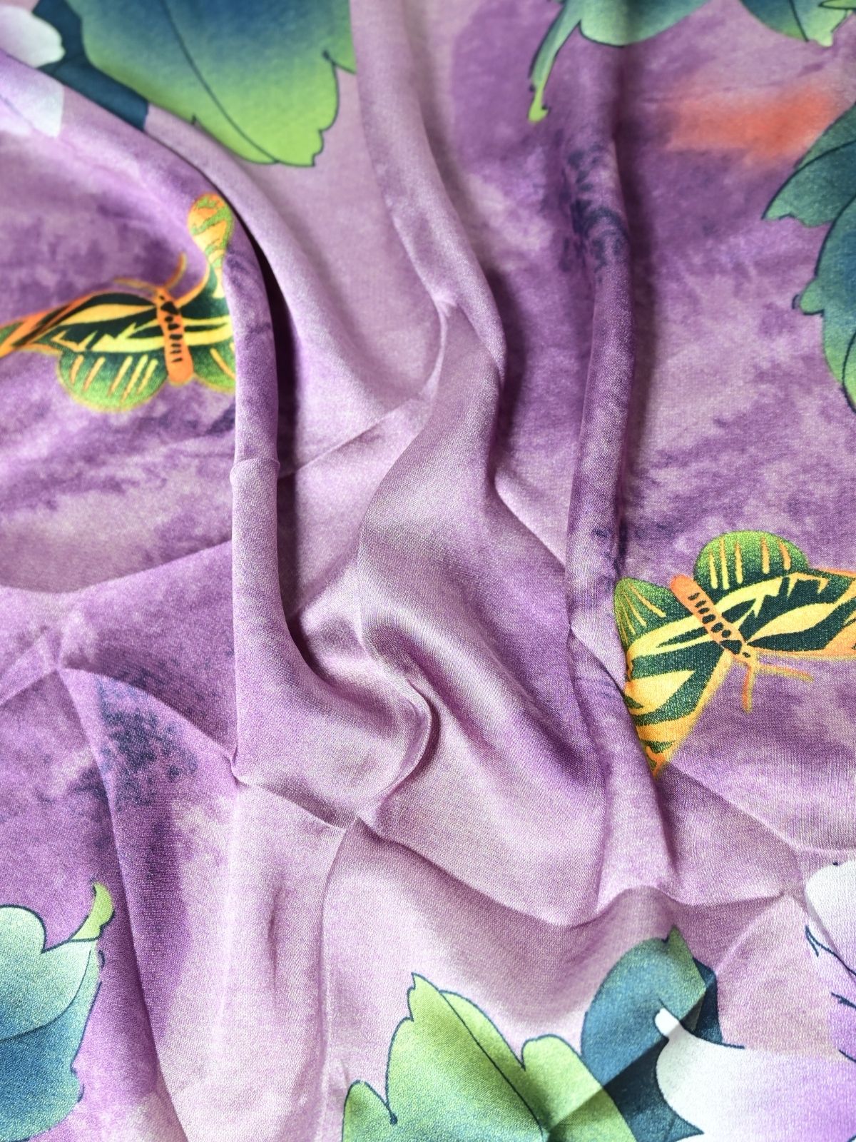 Odette Multicolor Printed Satin Scarf For Women - Image 6