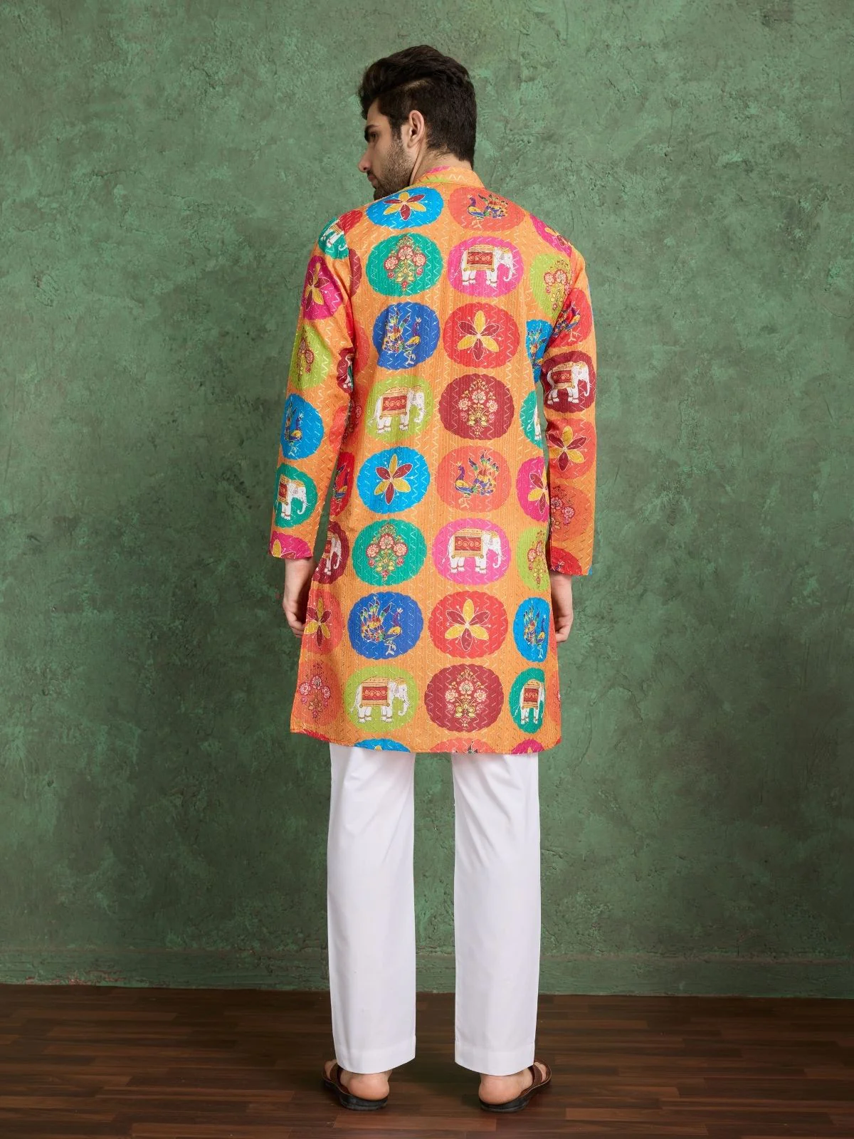 Odette Multicolor Rayon Printed and Embroidered Stitched Kurta For Men - Image 5