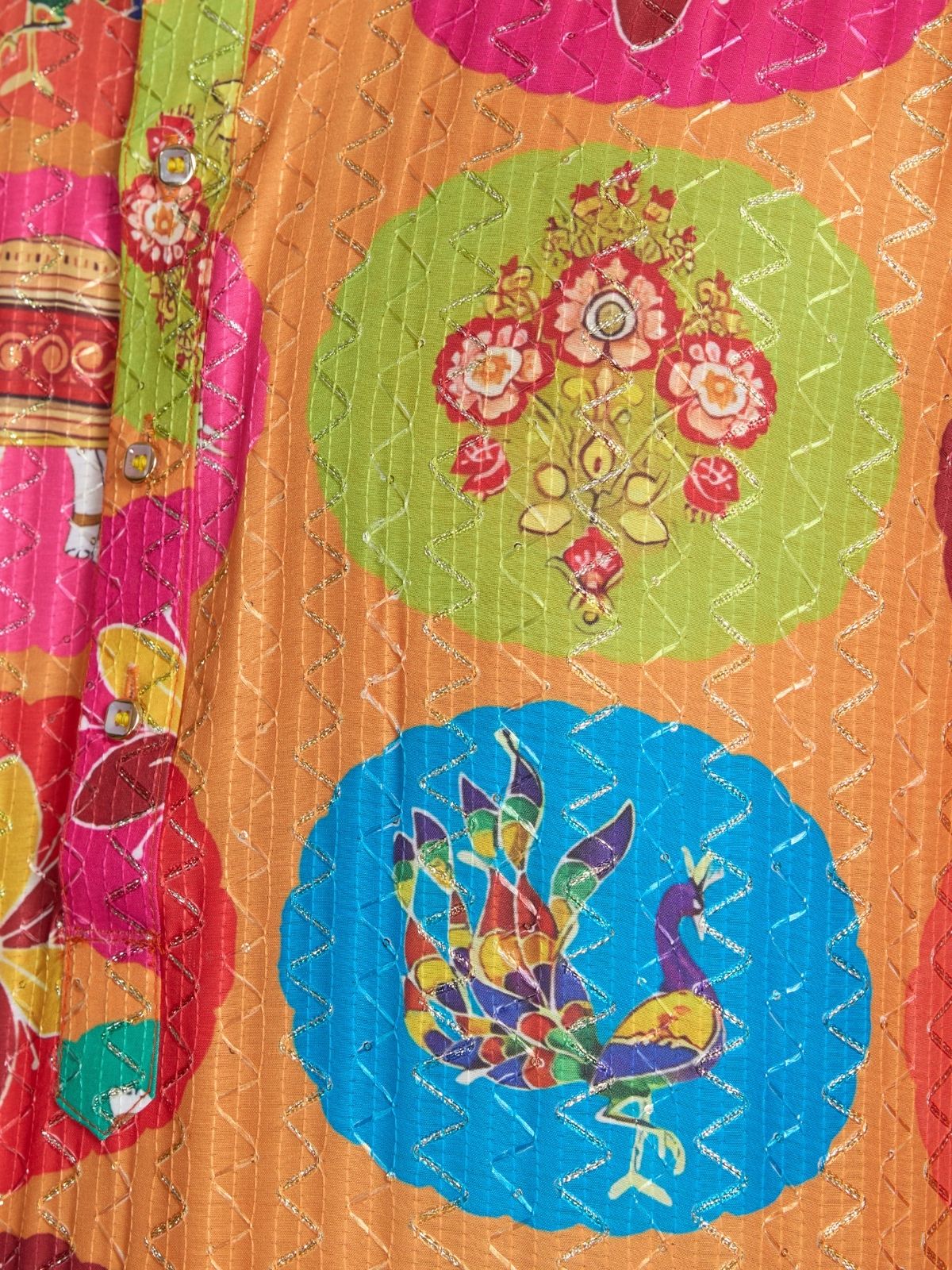 Odette Multicolor Rayon Printed and Embroidered Stitched Kurta For Men - Image 7