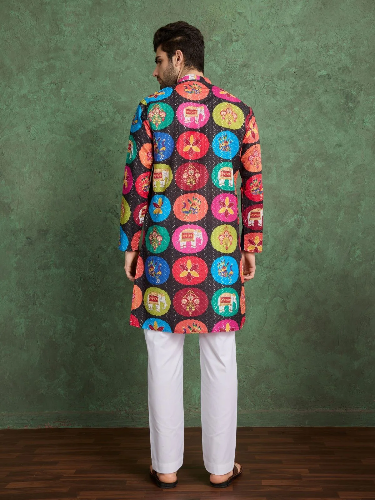Odette Multicolor Rayon Printed and Embroidered Stitched Kurta For Men - Image 4