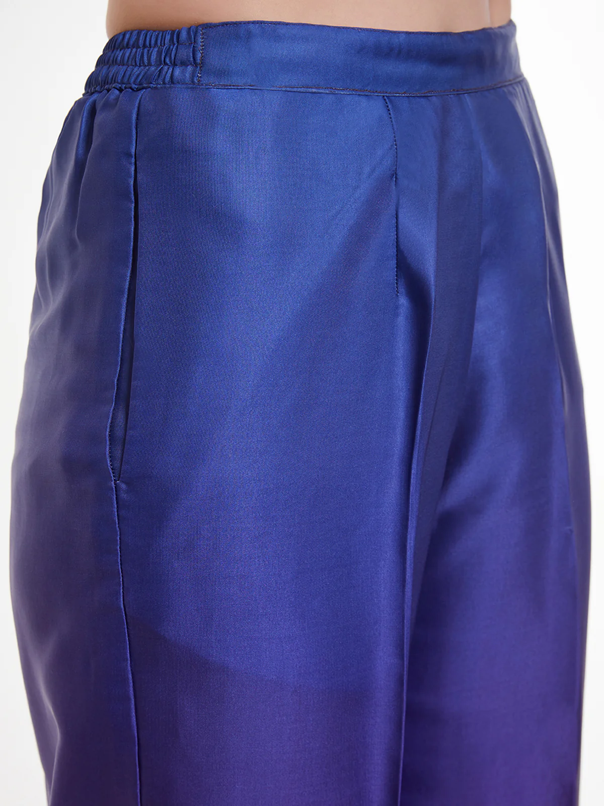 Odette Blue And Purple Satin Printed Co Ord Set For Women - Image 7