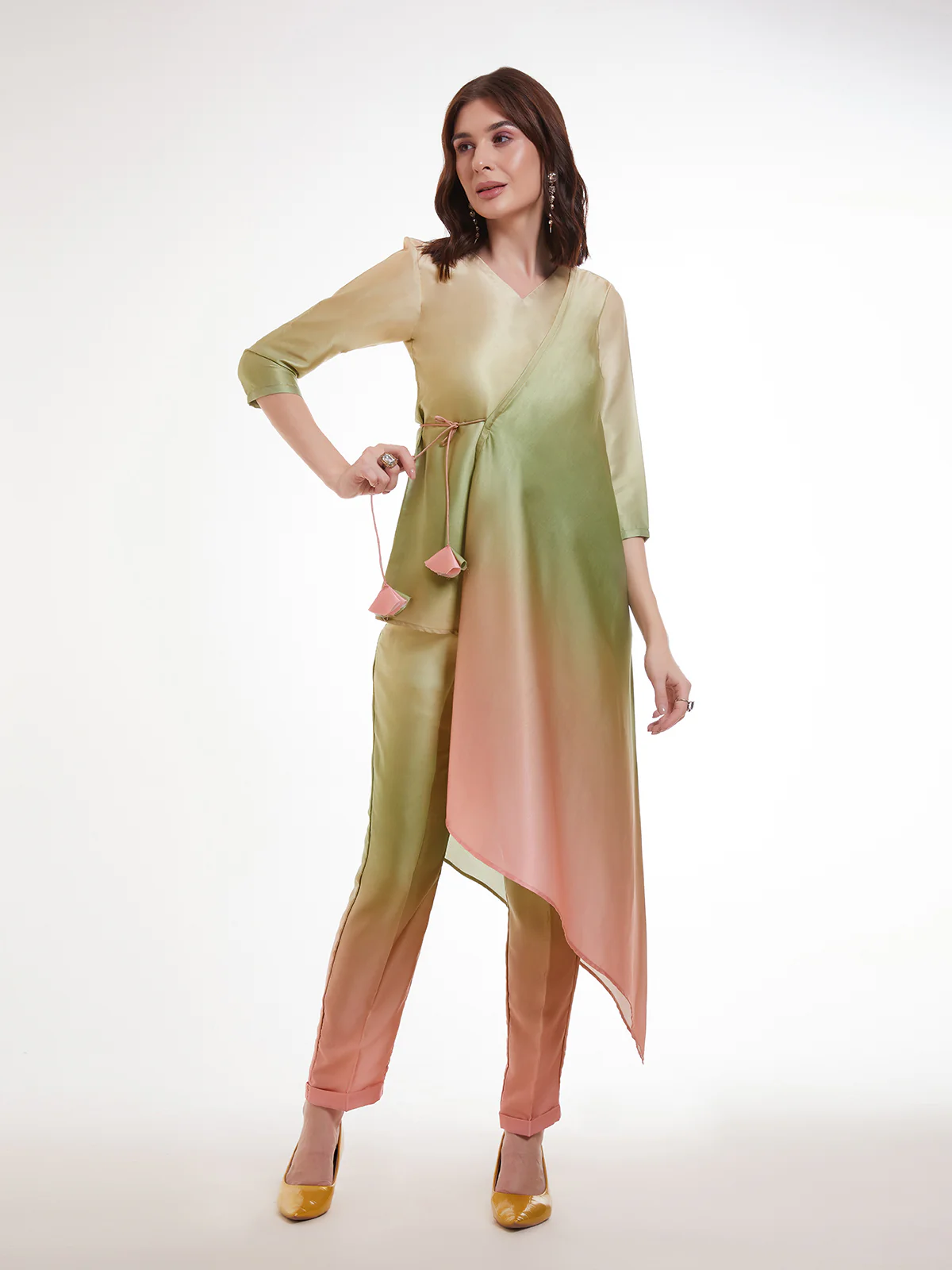 Odette Multicolor Satin Printed Co Ord Set For Women - Image 2