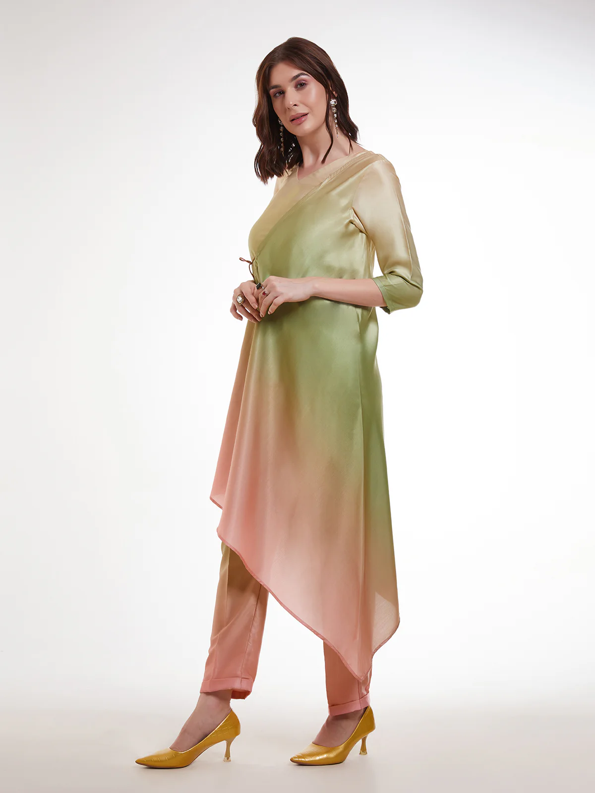 Odette Multicolor Satin Printed Co Ord Set For Women - Image 4