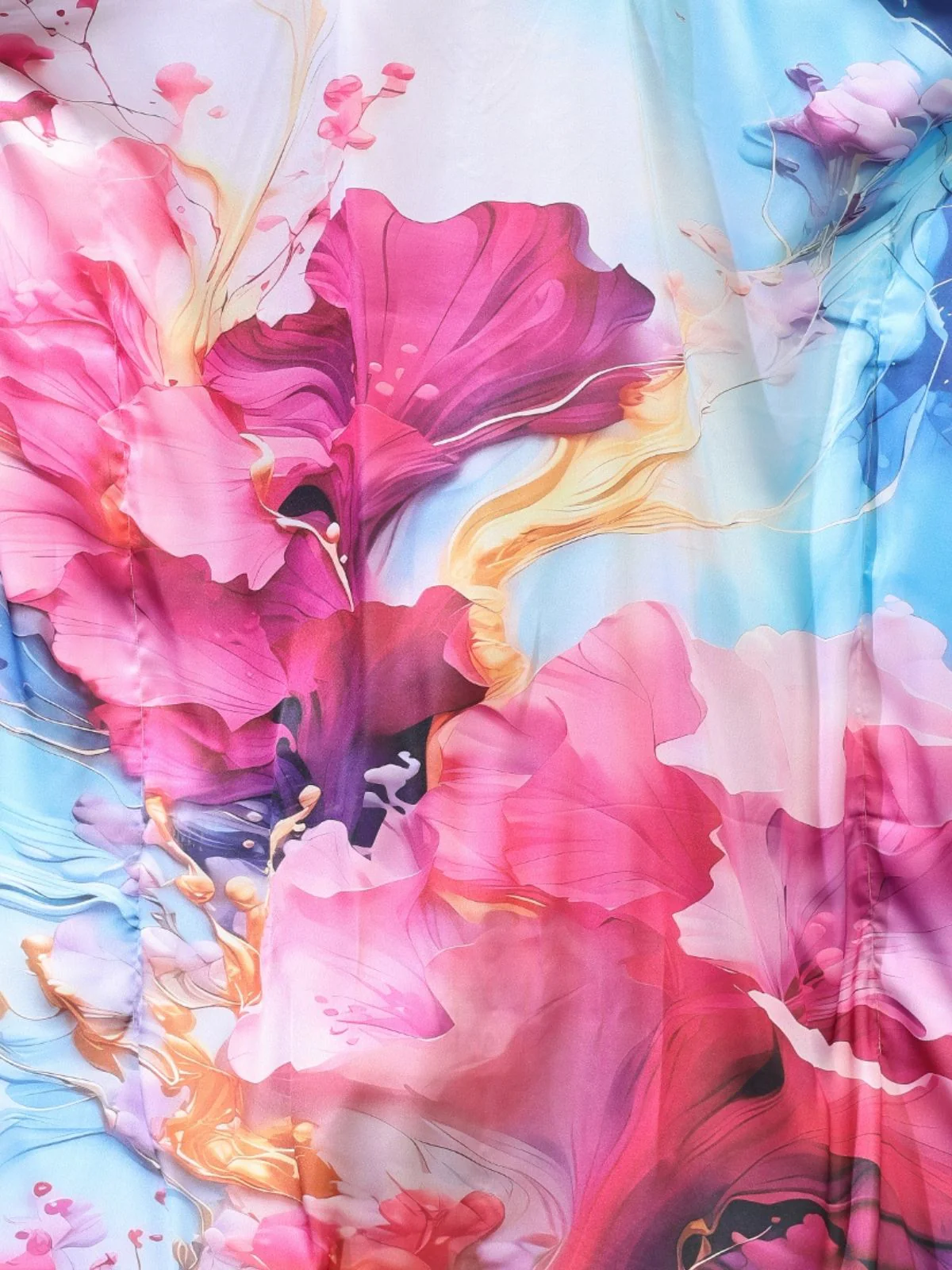 Odette Multicolor Satin Printed Kaftan For Women - Image 5