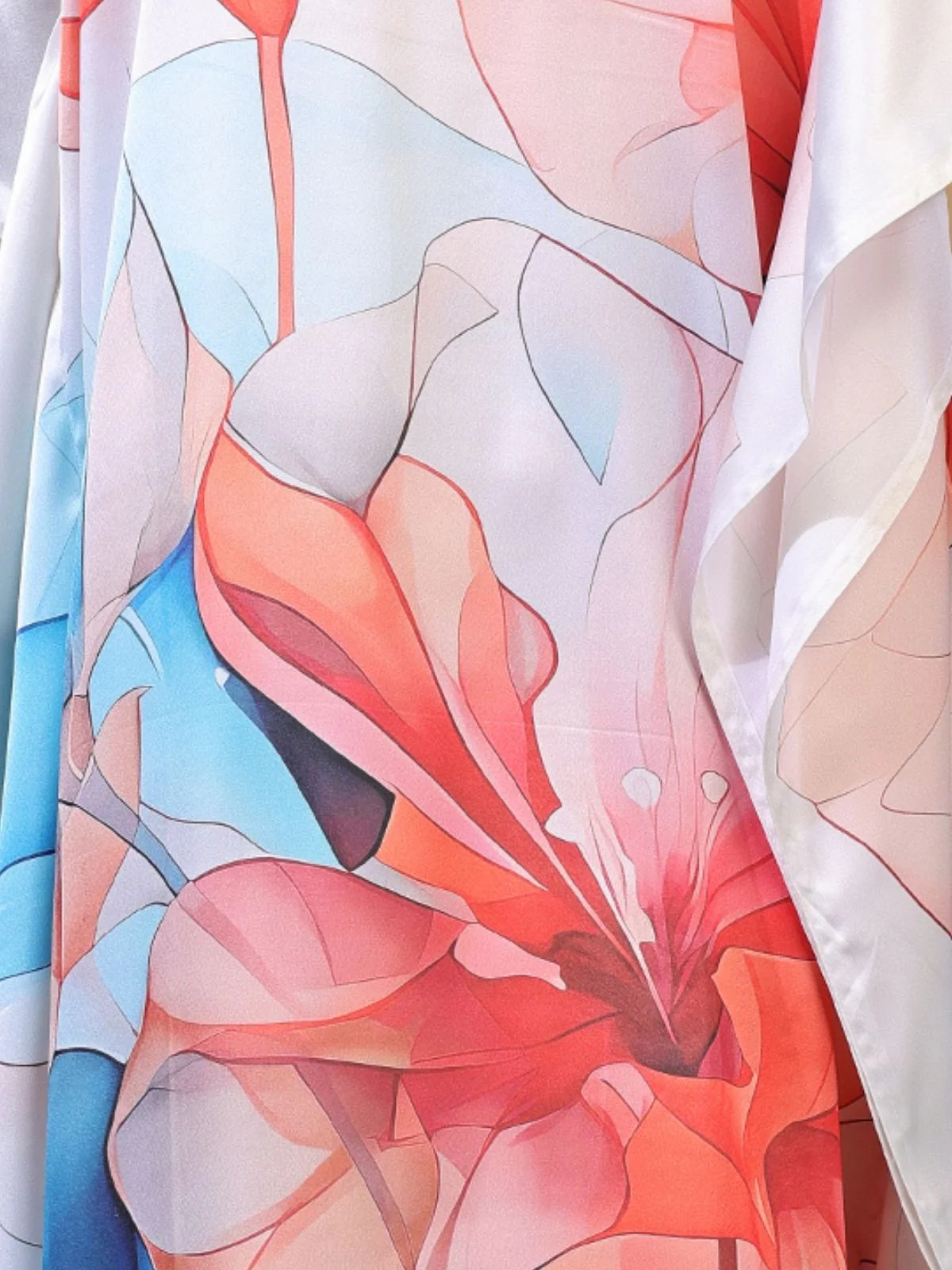 Odette Multicolor Satin Printed Kaftan For Women - Image 5