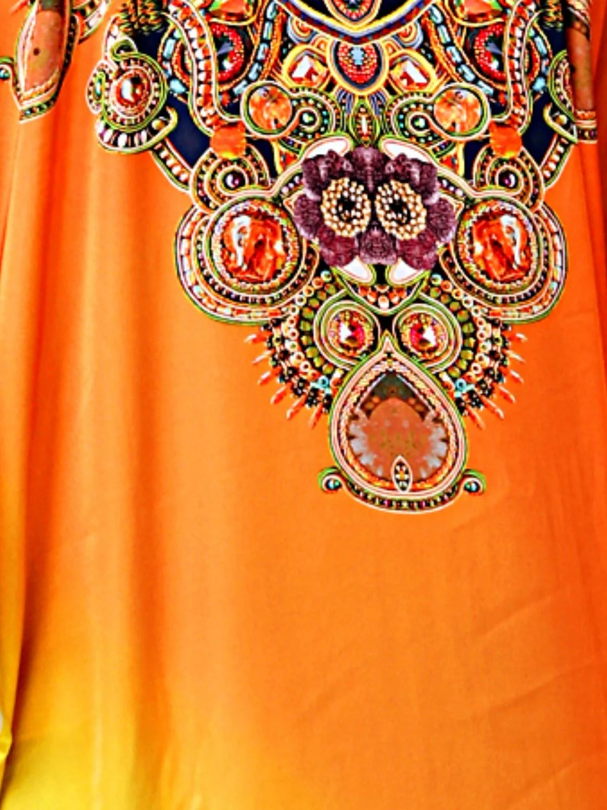 Odette Multicolor Satin Printed Kaftan For Women - Image 5