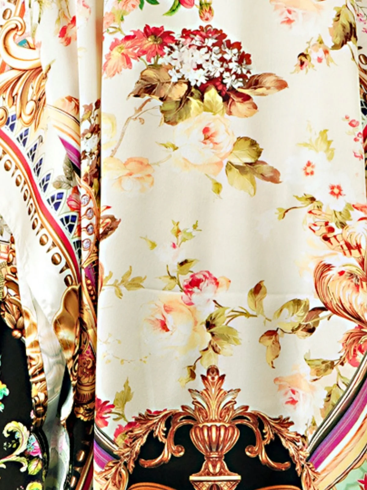 Odette Multicolor Satin Printed Kaftan For Women - Image 5